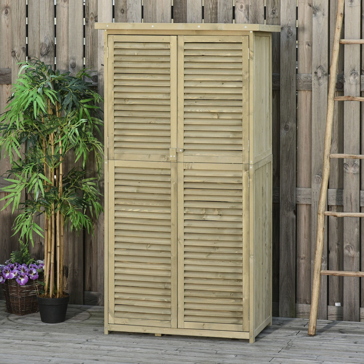 easycomfort easycomfort capanno per utensili da giardino con 4 scompartimenti in legno di abete impermeabile