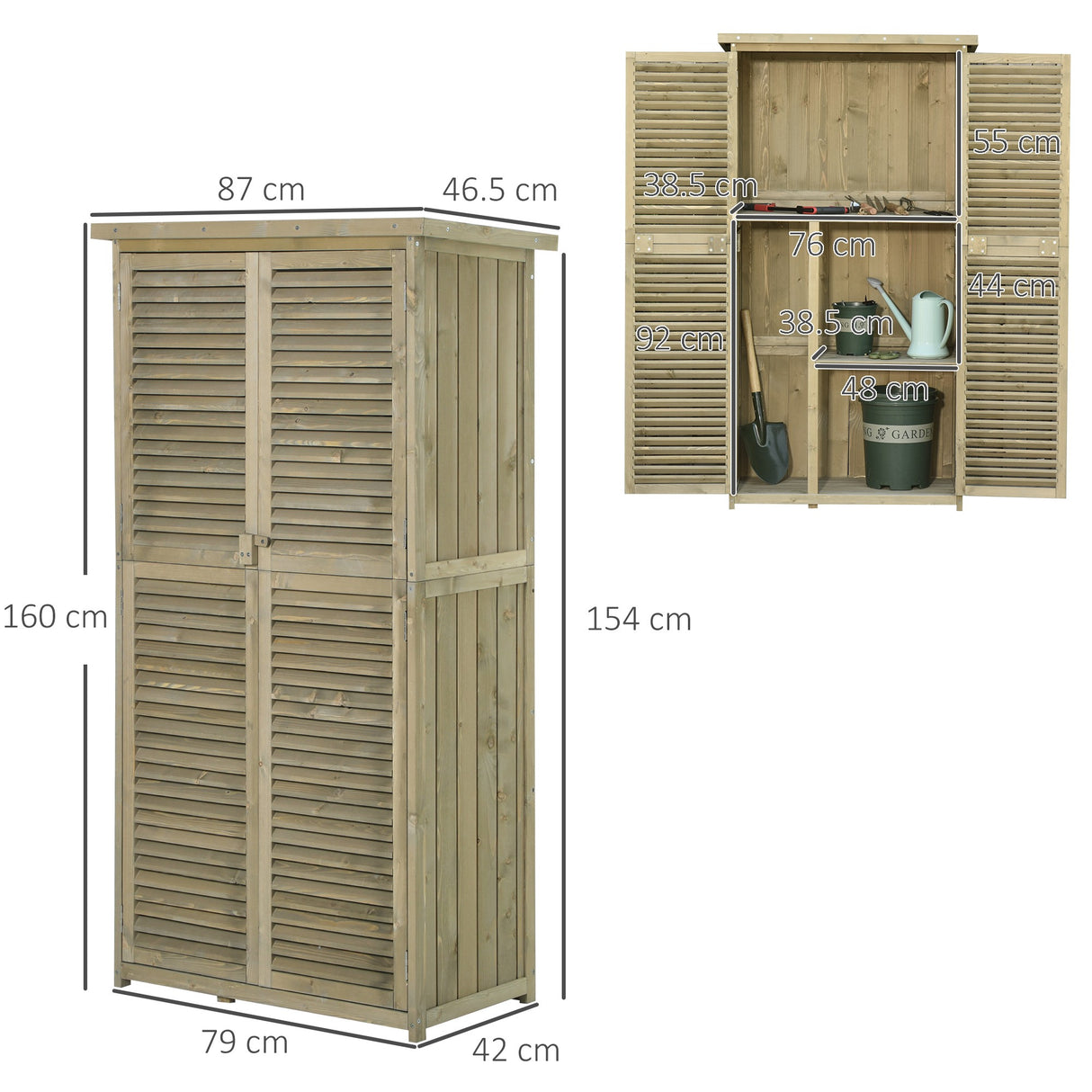 easycomfort easycomfort capanno per utensili da giardino con 4 scompartimenti in legno di abete impermeabile
