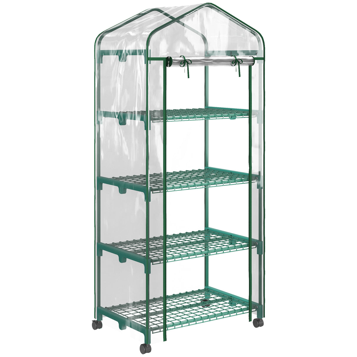easycomfort serra per piante verticale con scaffale a 4 ripiani in acciaio e pvc bianco 69x50x165cm
