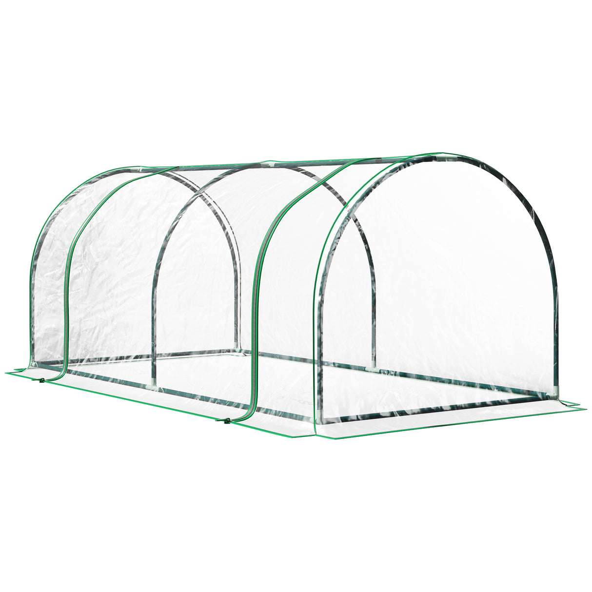 easycomfort serra da giardino a tunnel in acciaio e con copertura in pvc 200x100x80 cm trasparente e verde