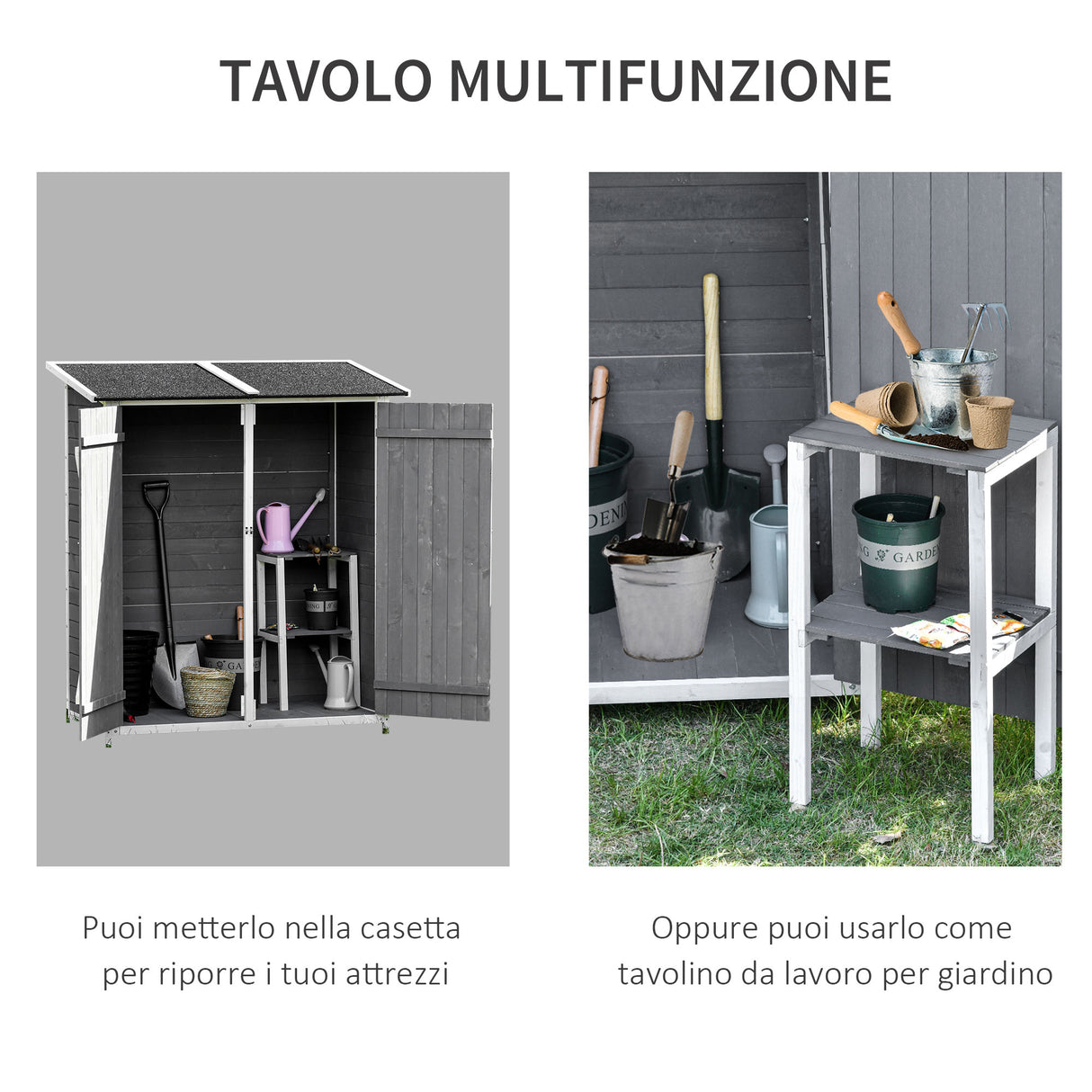 easycomfort easycomfort casetta in legno da giardino con 2 ante armadio da esterno porta attrezzi da giardino con uno sgabello 139x75x147160cm