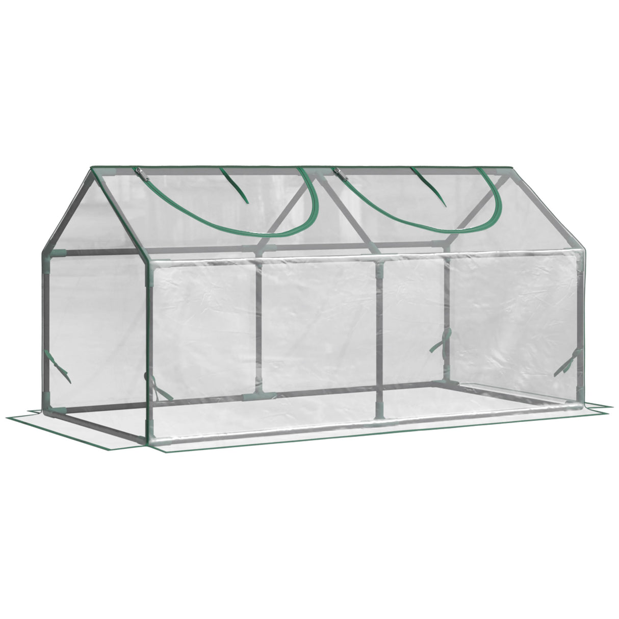 easycomfort mini serra da giardino con 2 finestre avvolgibili e copertura pvc anti uv 119x60x60cm trasparente