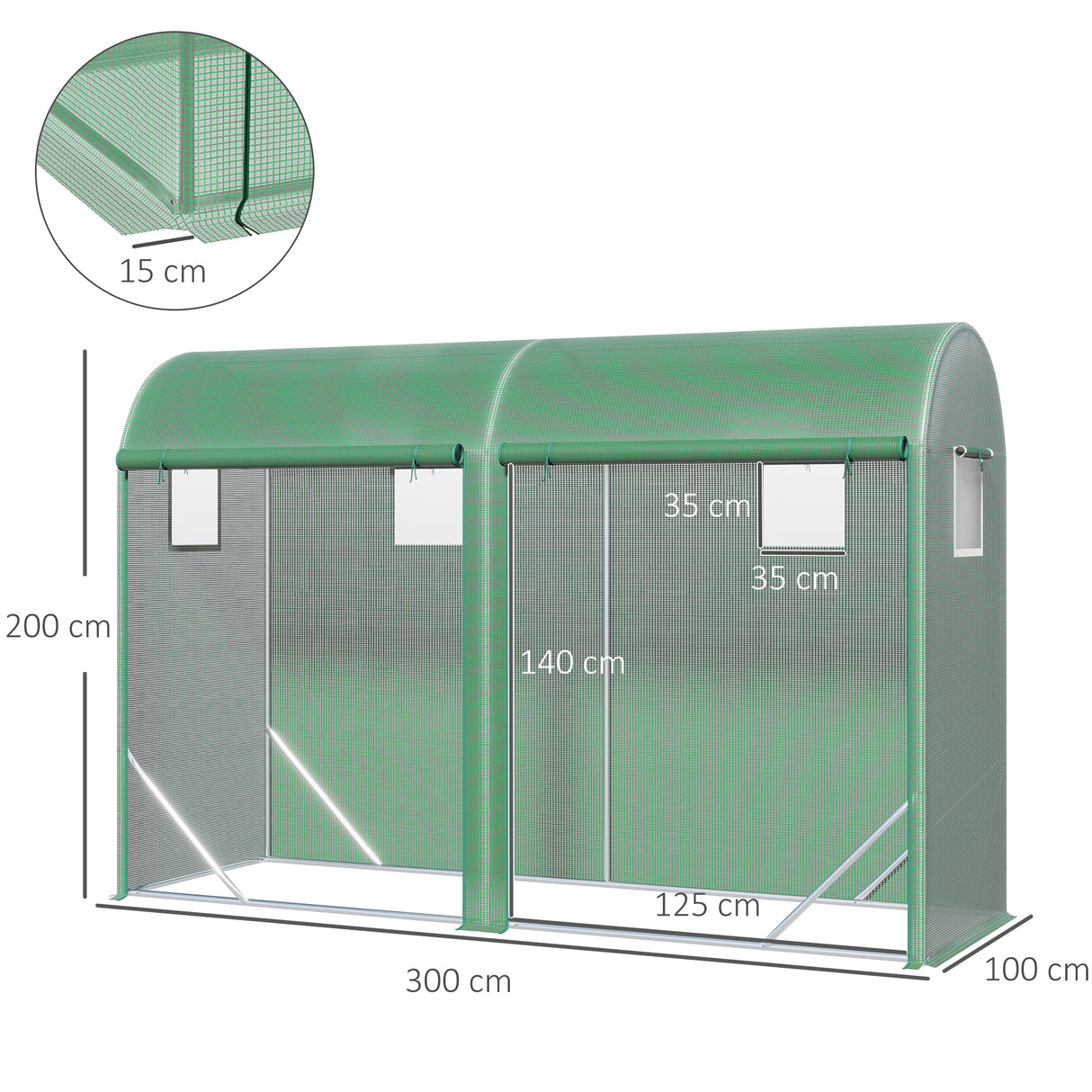 easycomfort easycomfort serra a tunnel da giardino 2 porte avvolgibili 4 finestre acciaio e pe