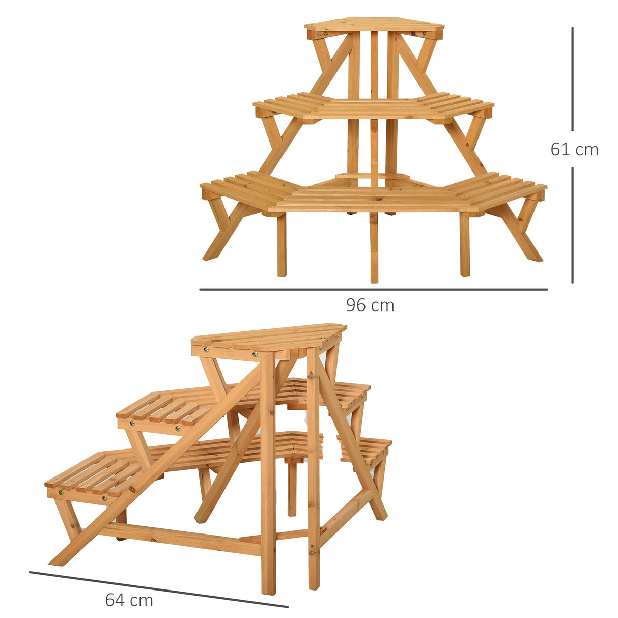 easycomfort easycomfort scaletta portavasi in legno angolare 3 mensole per giardino e casa