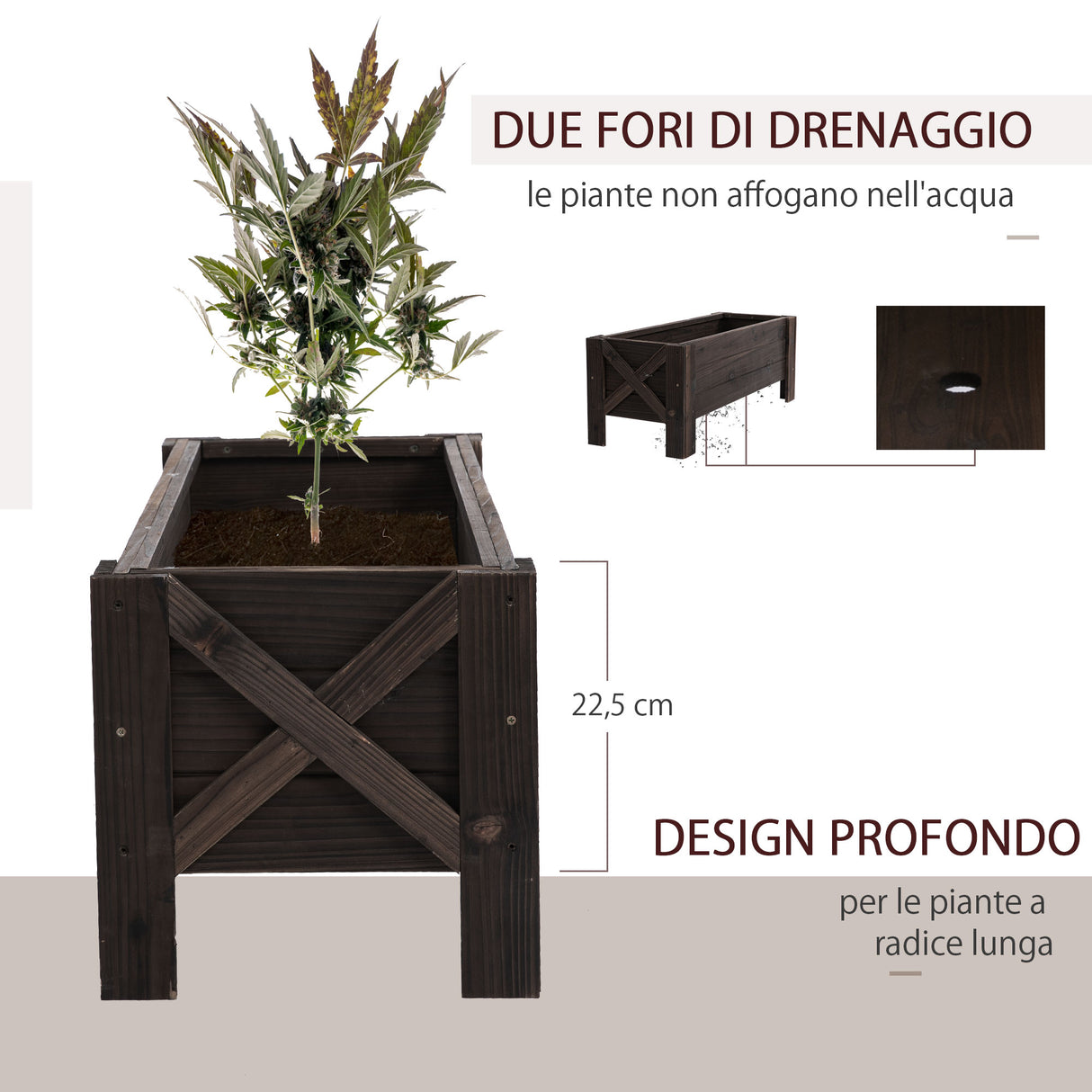 easycomfort easycomfort fioriera da esterno portapiante vaso per orto rialzato in legno