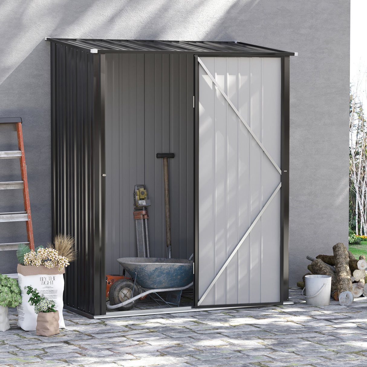 easycomfort easycomfort casetta da giardino porta utensili in lamiera acciaio con serratura 161 5x94 5x196cm nero