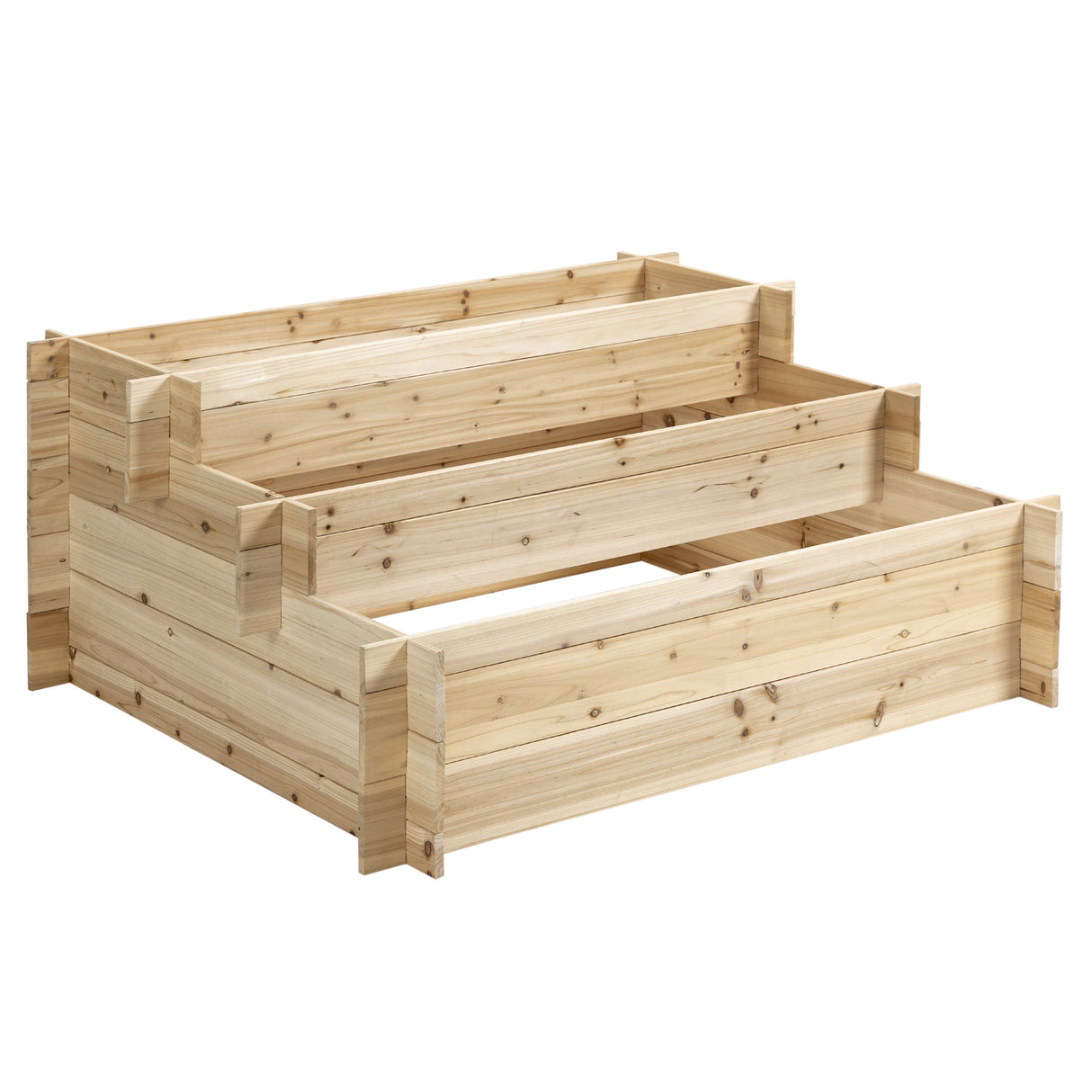 easycomfort fioriera in legno di abete a 3 livelli cassetta per orto rialzato da esterno 120x100x54cm