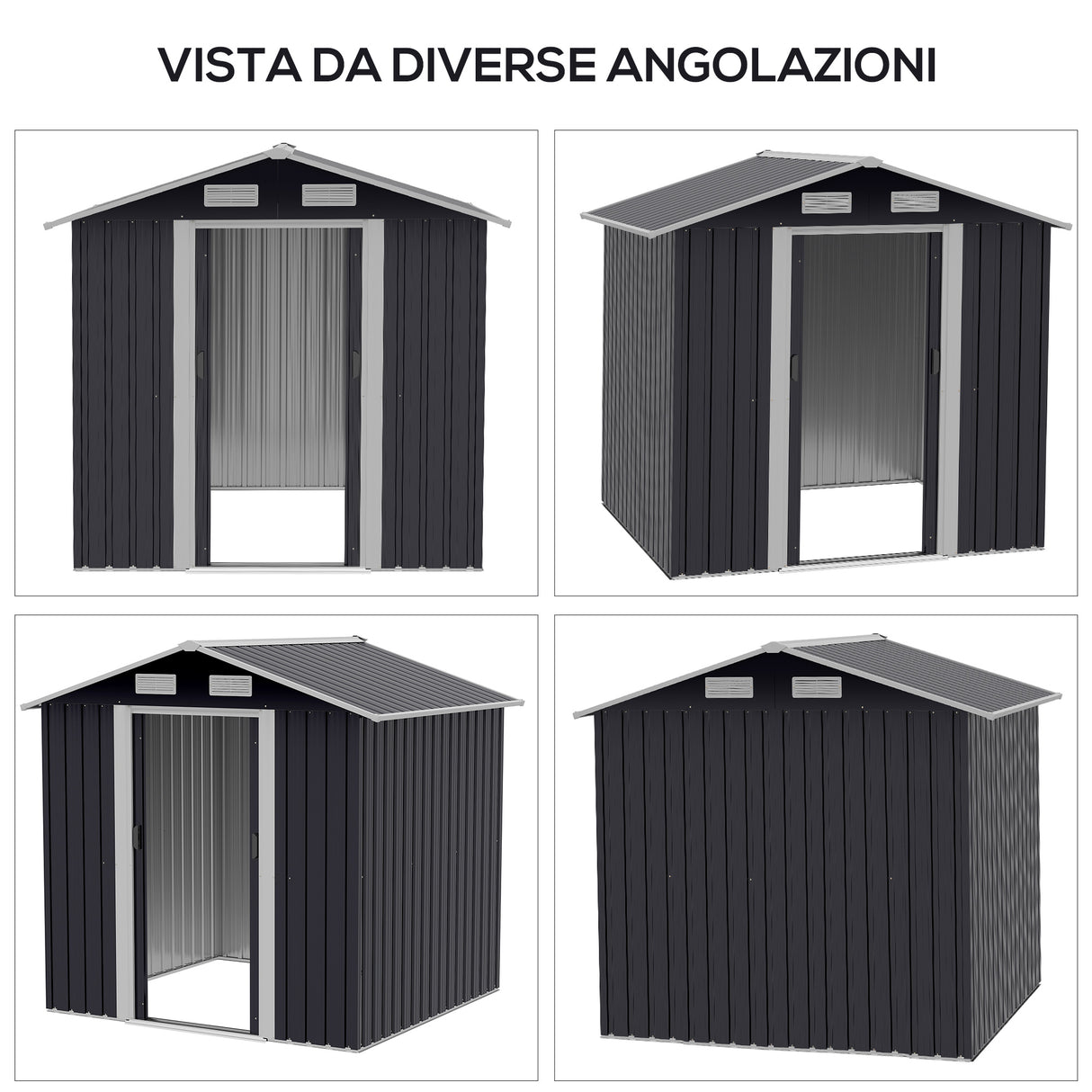 easycomfort capanno da giardino 2x1.5x1.9m in acciaio zincato doppia porta scorrevole e 4 prese d aria