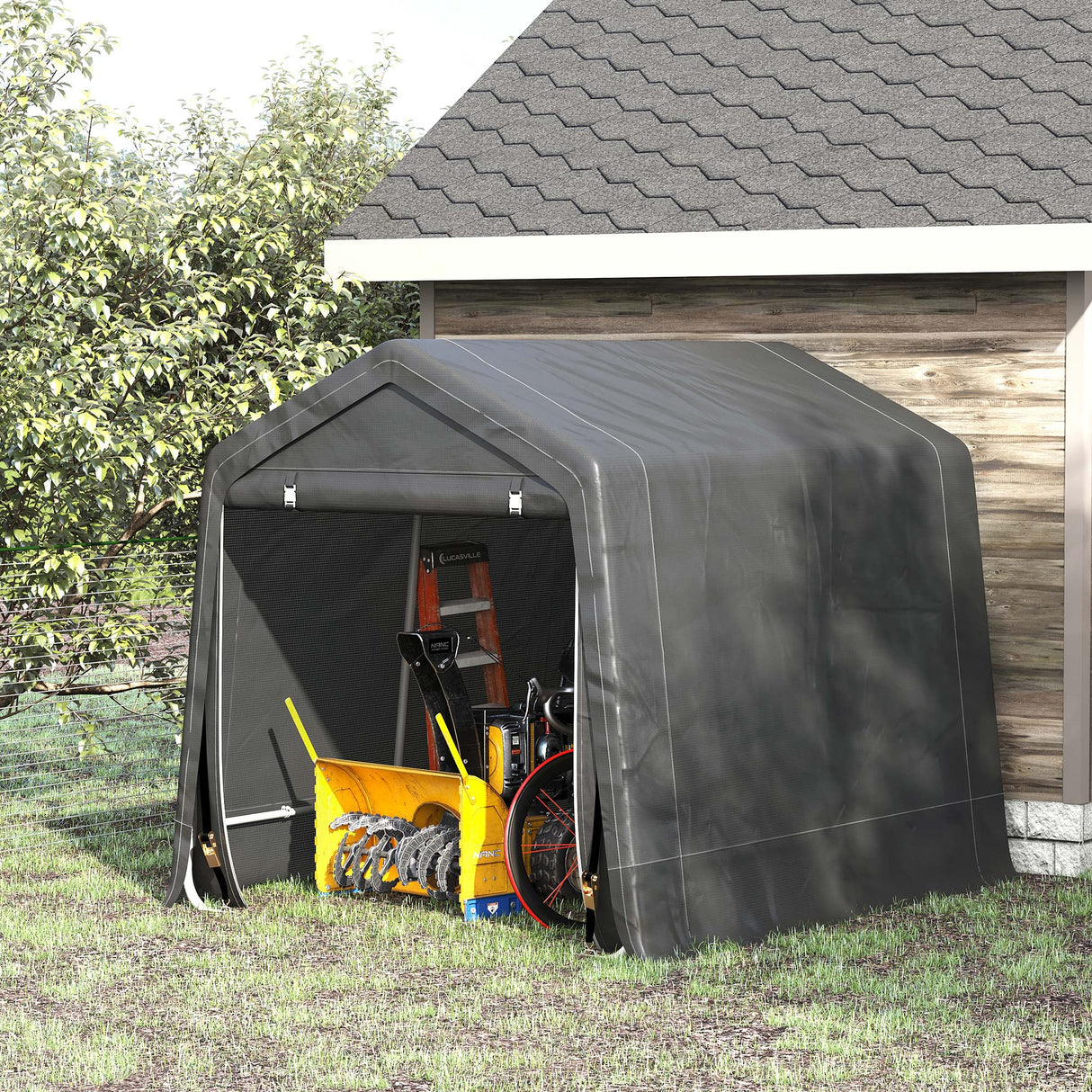 easycomfort easycomfort tendone garage per auto moto e attrezzi in metallo e tessuto pe 280x240x240cm grigio
