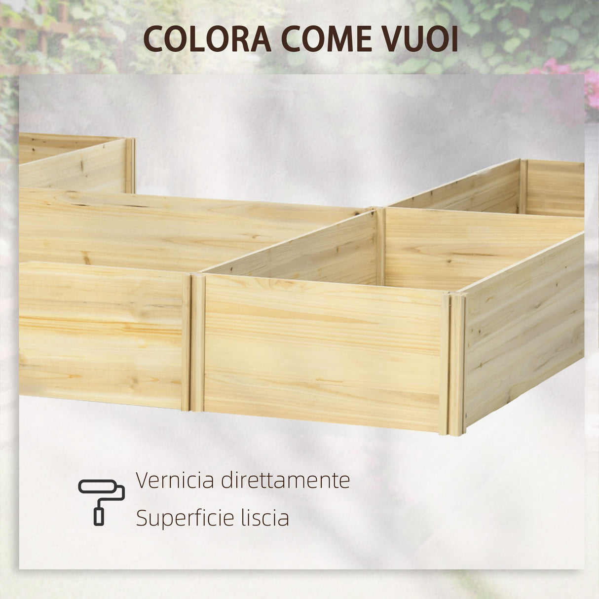 easycomfort fioriera da esterno 5 pezzi componibili a fondo aperto in legno di abete 230x230x28 cm