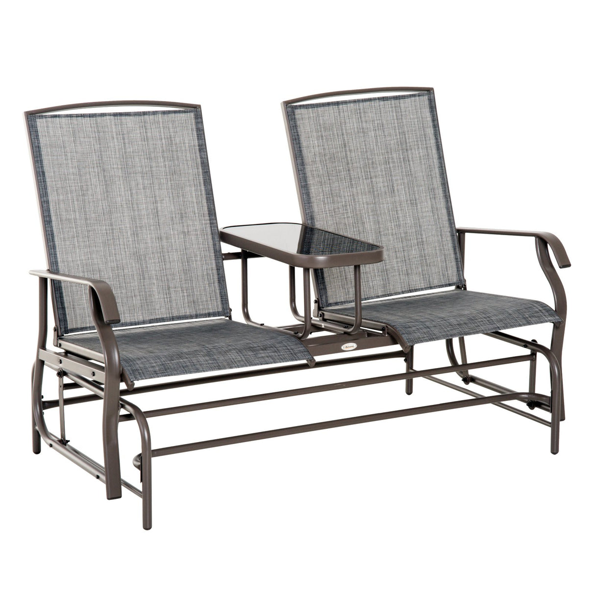 easycomfort easycomfort dondolo da giardino a due posti con tavolino marrone 81 148 100cm