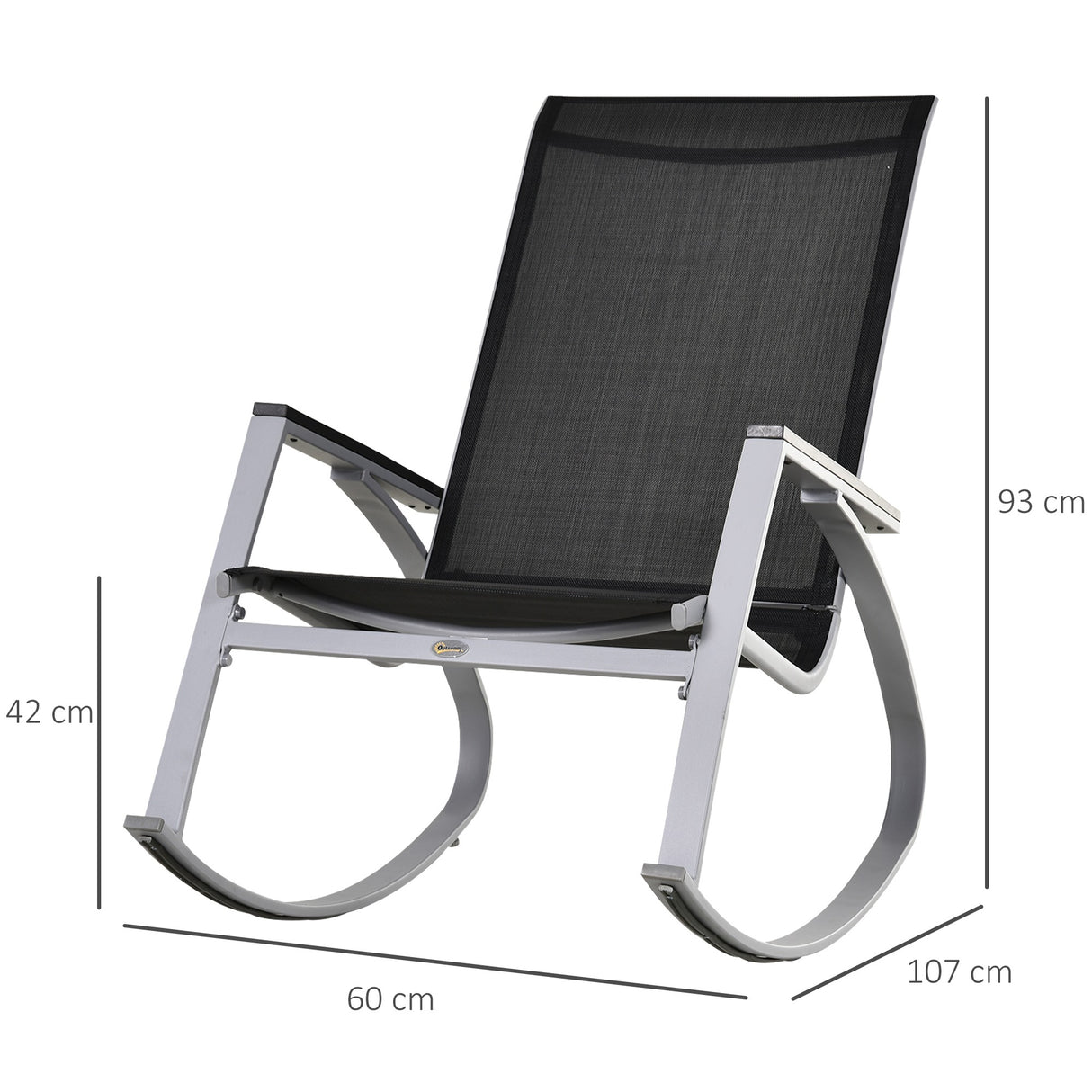 easycomfort sedia a dondolo da giardino impermeabile e antiruggine nera