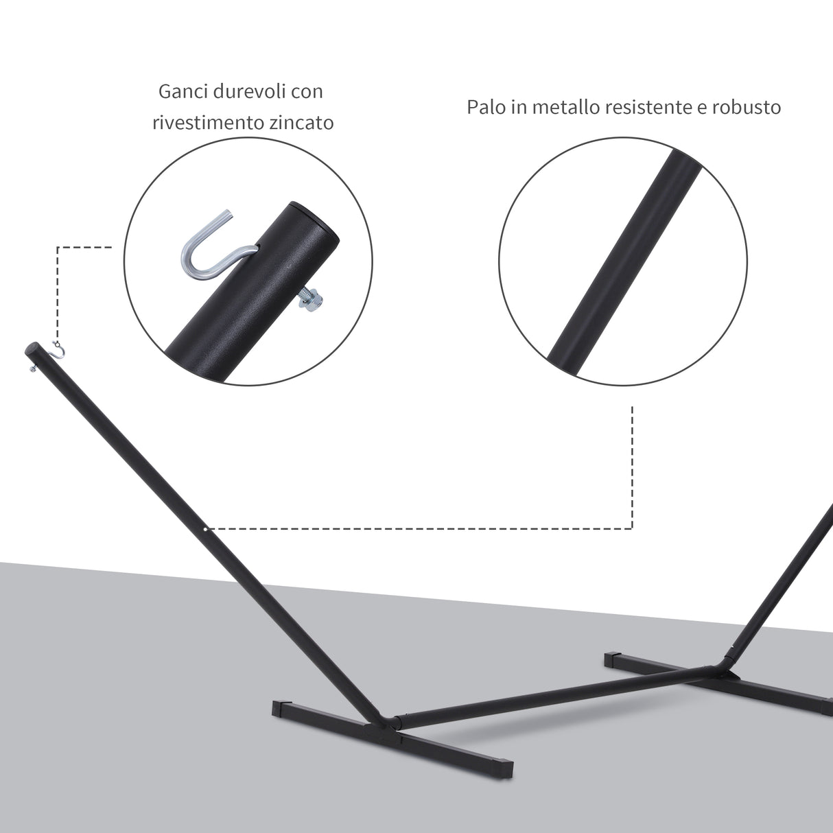 easycomfort easycomfort struttura portante per amaca supporto max. 150 kg in metallo nero 360x92x115cm