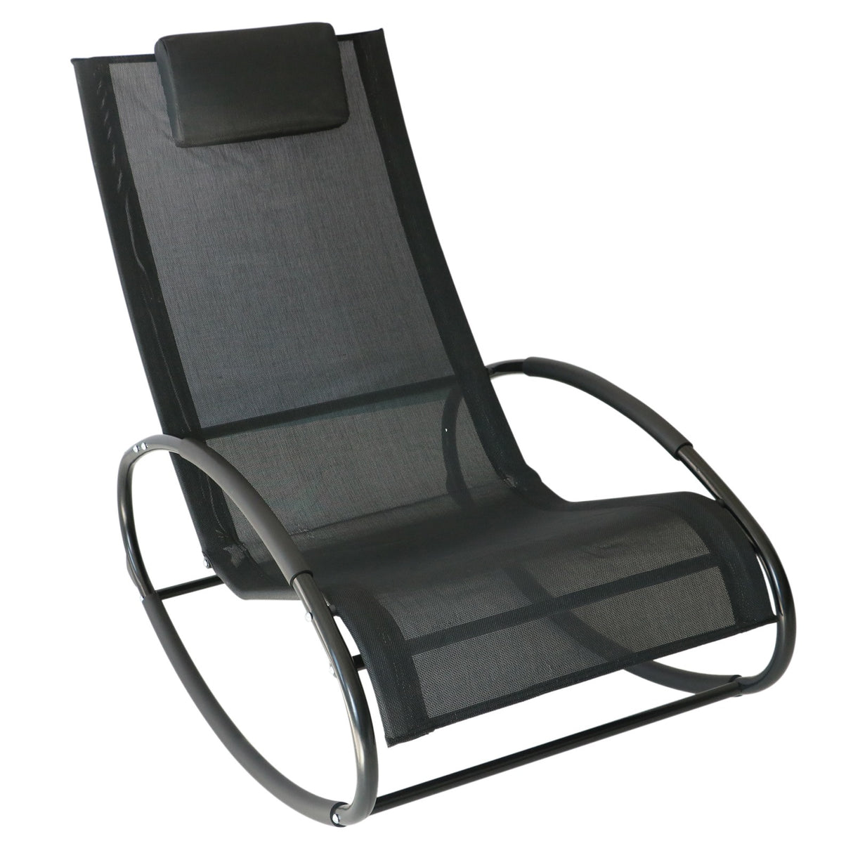 easycomfort easycomfort sdraio dondolo da esterno telaio in acciaio rivestimento in textilene nero