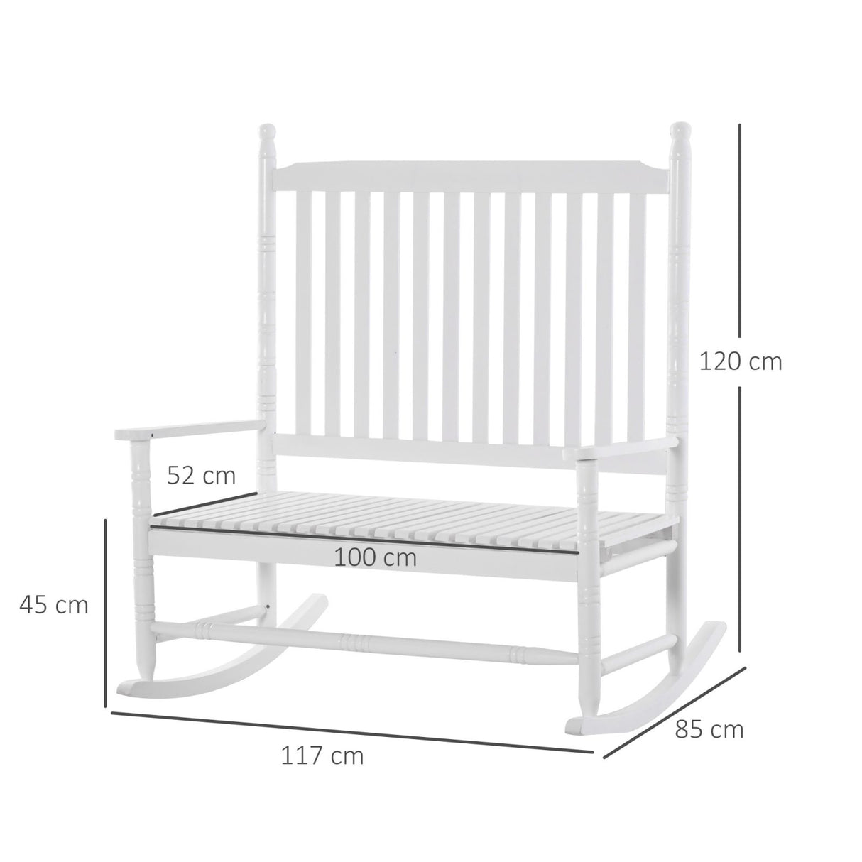 easycomfort easycomfort panchina a dondolo da giardino 2 posti con schienale alto e braccioli in legno bianco