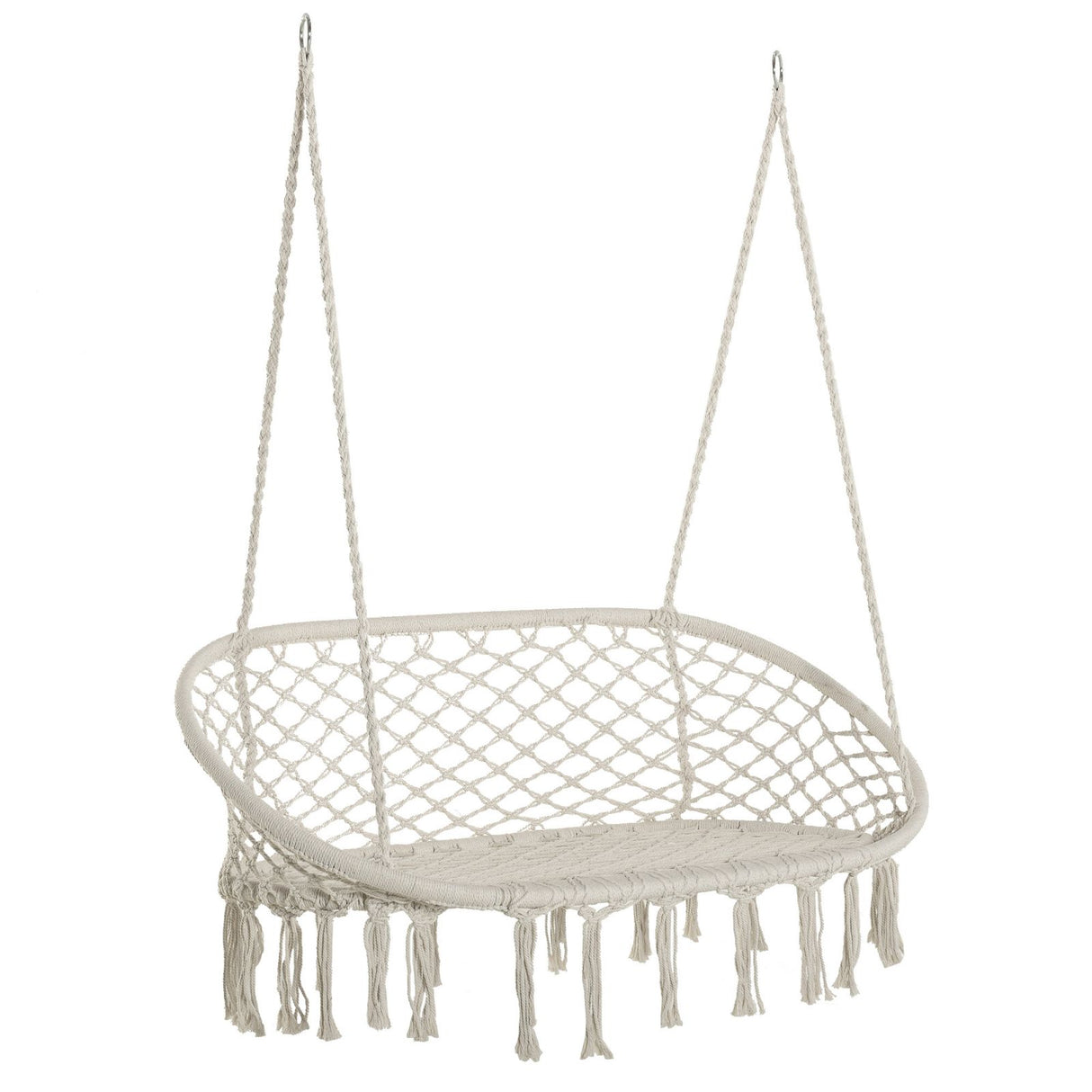easycomfort easycomfort amaca a dondolo da giardino e casa a 2 posti telaio metallo e seduta cotone 130x75x40cm bianco crema