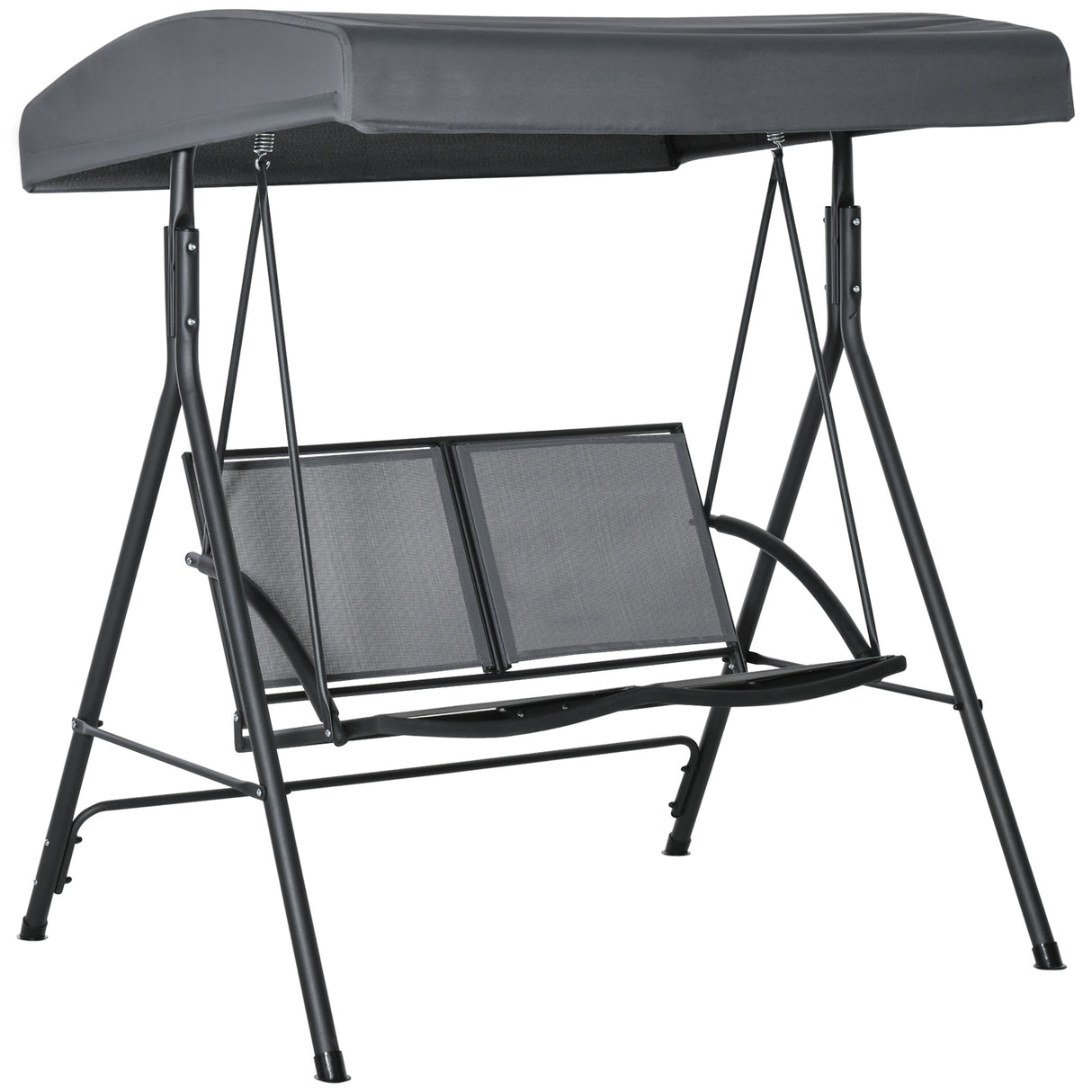 easycomfort dondolo a 2 posti da giardino con tettuccio regolabile 140x118x162cm grigio