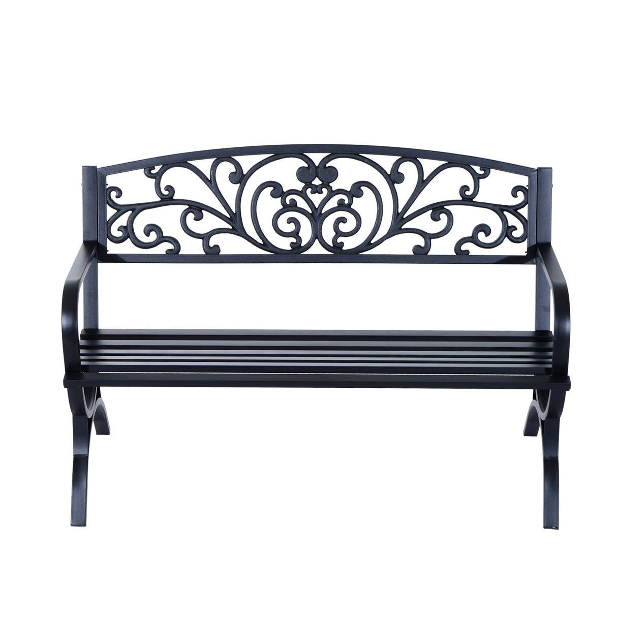 easycomfort easycomfort panchina da esterno in ghisa lavorata nero 127x60x85cm