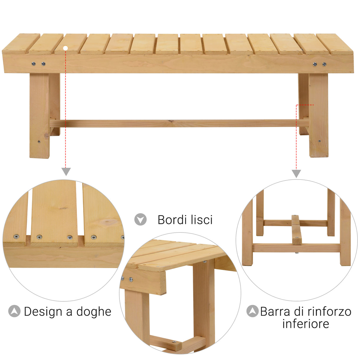 easycomfort easycomfort panchina da esterni impermeabile 2 posti in legno di abete 110x38x35cm