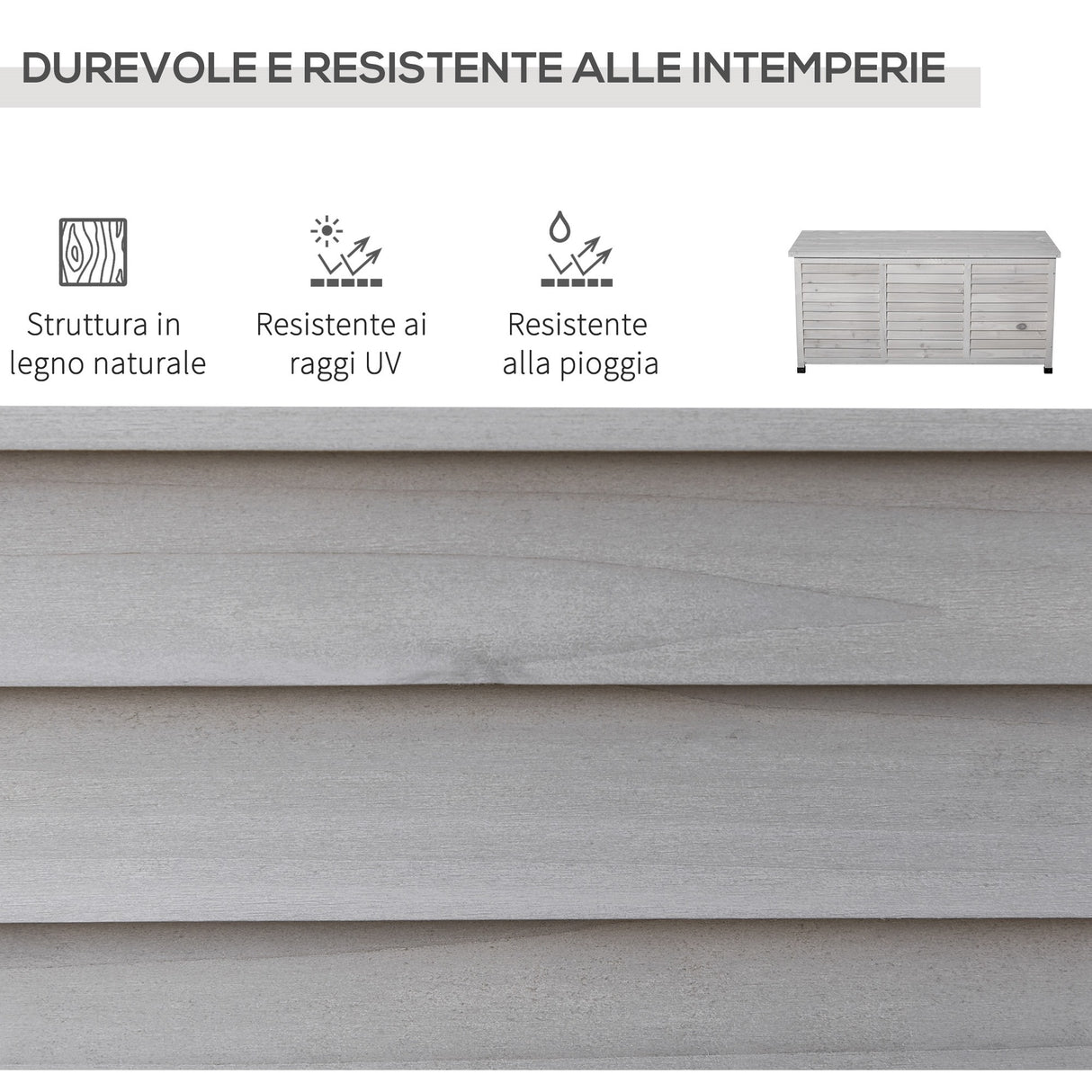 easycomfort easycomfort panca contenitore in legno di abete cassapanca da esterno con piedini antiscivolo 127x56x60cm grigio