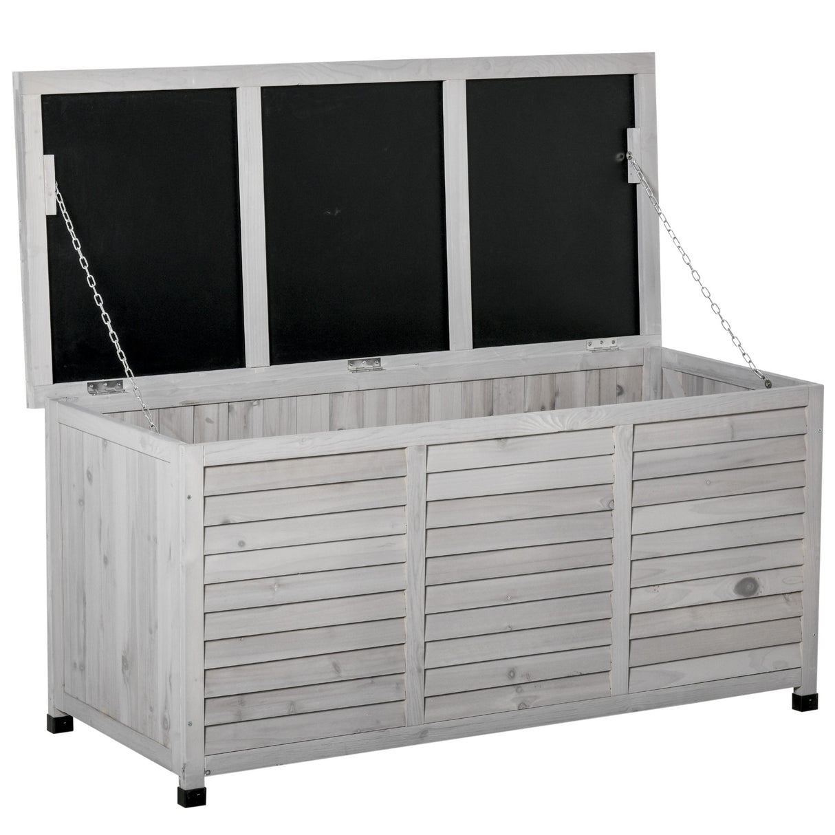 easycomfort easycomfort panca contenitore in legno di abete cassapanca da esterno con piedini antiscivolo 127x56x60cm grigio