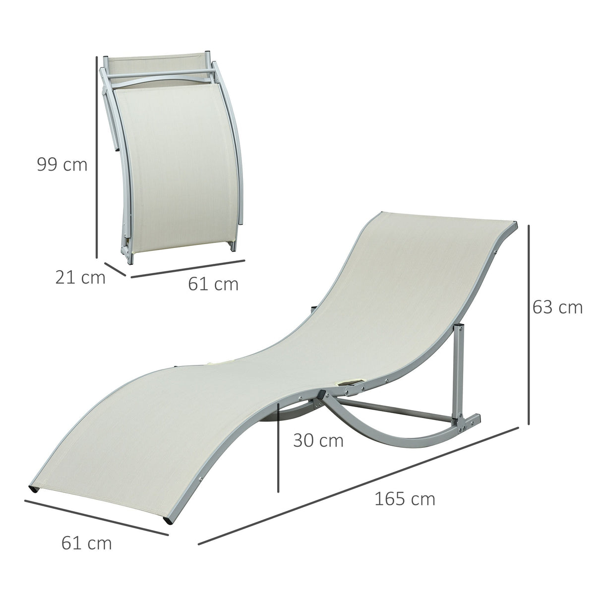 easycomfort easycomfort set 2 sdraio da giardino pieghevoli lettino prendisole in alluminio e textilene beige 61x165x63cm