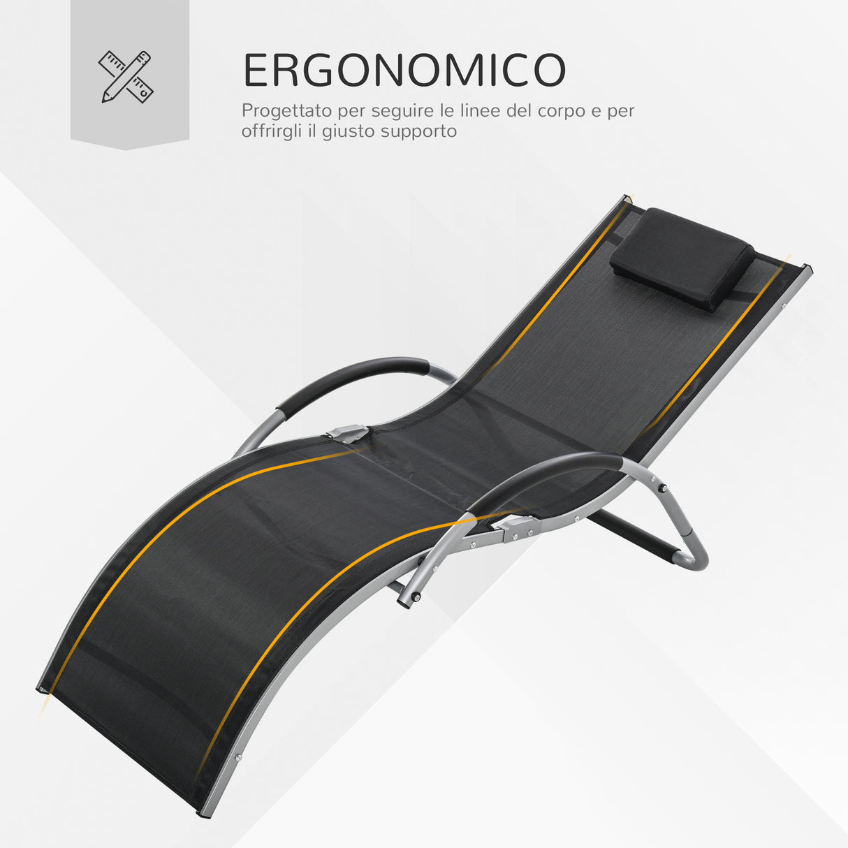 easycomfort easycomfort lettino prendisole in alluminio sedia sdraio da giardino in textilene con poggiatesta rimovibile