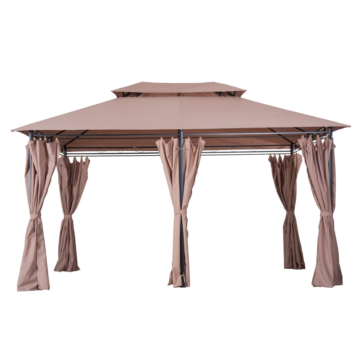 easycomfort easycomfort gazebo in acciaio con doppio tetto e tende impermeabili color cachi 4 x 3 m