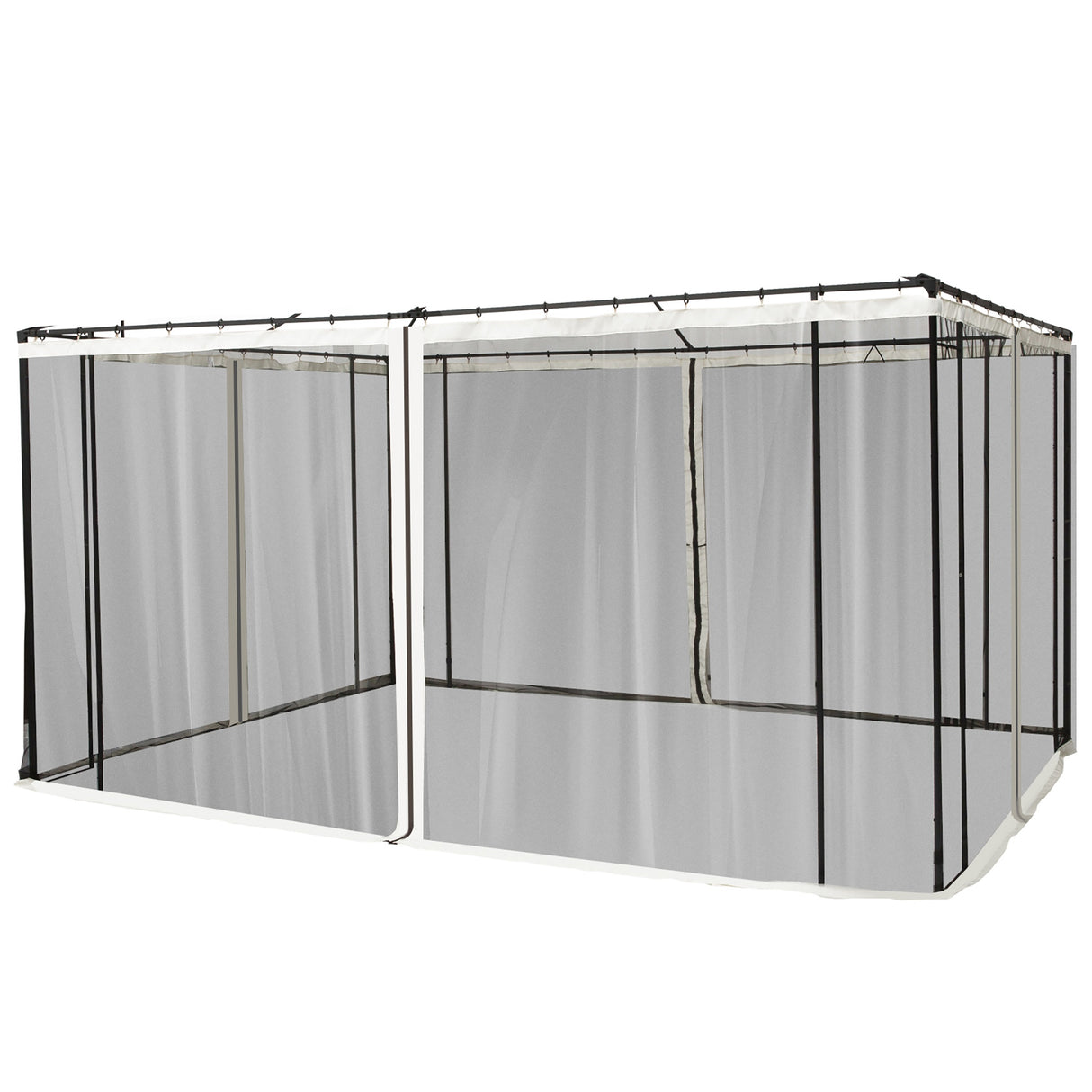 easycomfort zanzariera per gazebo tende di ricambio universale con cerniere 335x207cm nero beige