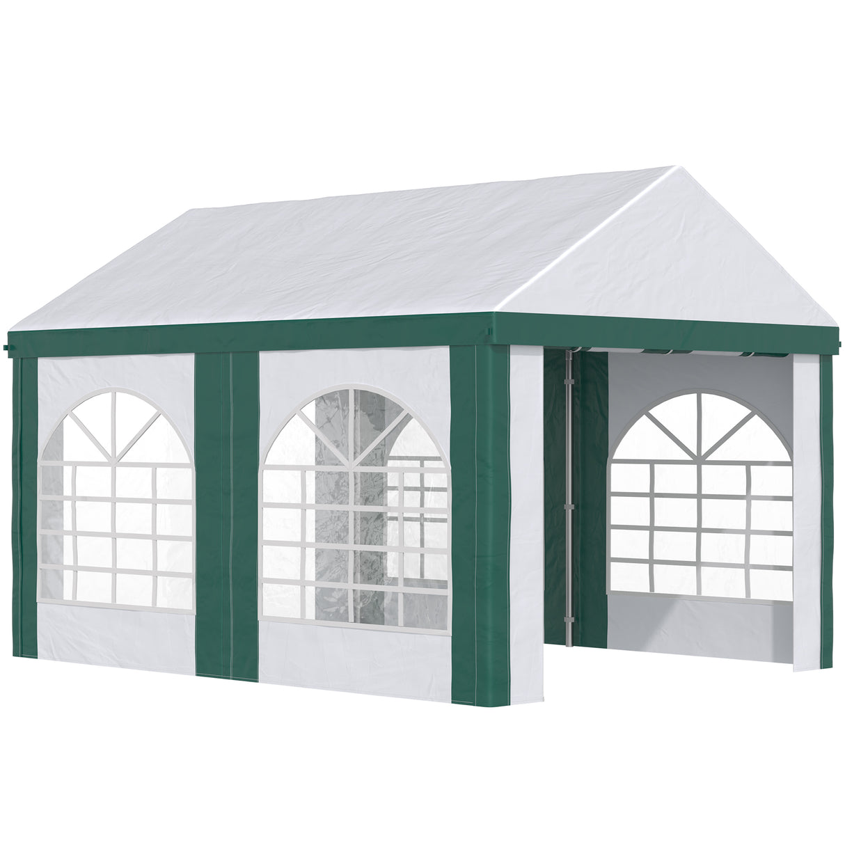 easycomfort tendone da giardino 4x3m per 12 persone con doppio ingresso bianco e verde