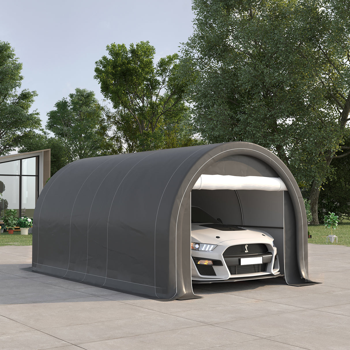 easycomfort easycomfort tendone da giardino per auto e attrezzi con ingresso a cerniera picchetti e funi 500x300x240 cm