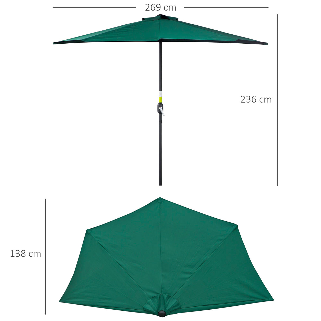 easycomfort easycomfort ombrellone semicircolare impermeabile protezione uv verde 269 x 138 x 236cm