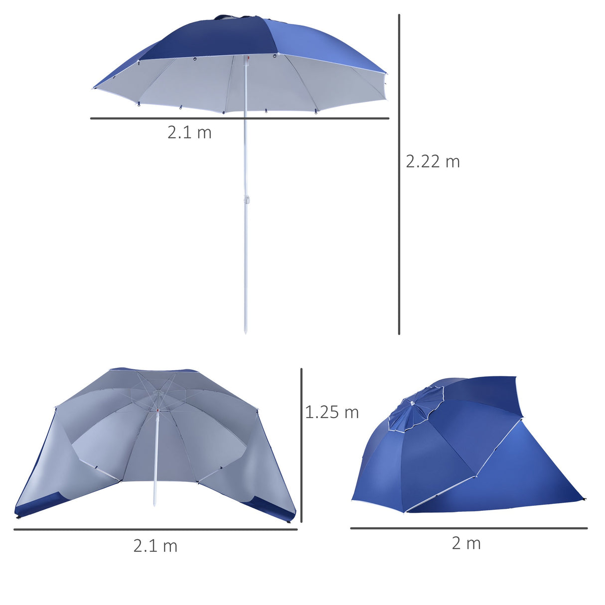 easycomfort easycomfort ombrellone da spiaggia tenda parasole 2 in 1 protezione uv 50 in poliestere ferro con borsa di trasporto