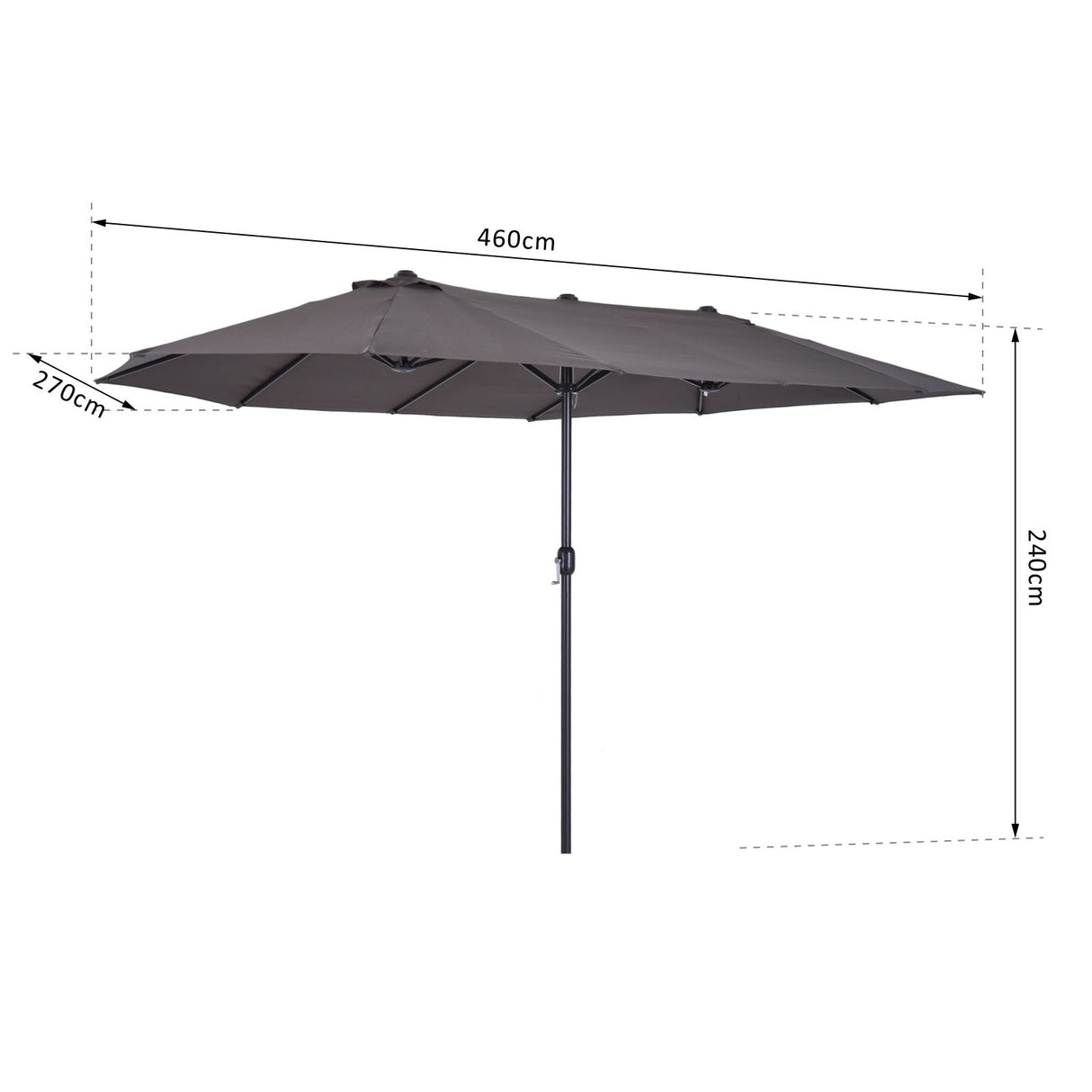 easycomfort easycomfort ombrellone parasole da giardino esterno tessuto poliestere grigio
