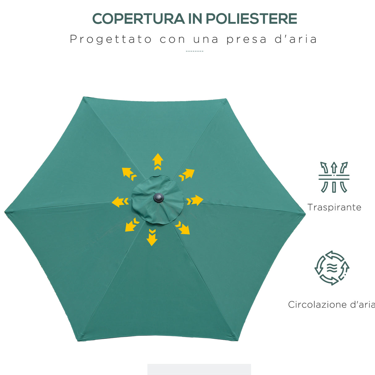 easycomfort easycomfort ombrellone da giardino inclinabile spiaggia alluminio e poliestere 2.7 2.35m verde scuro