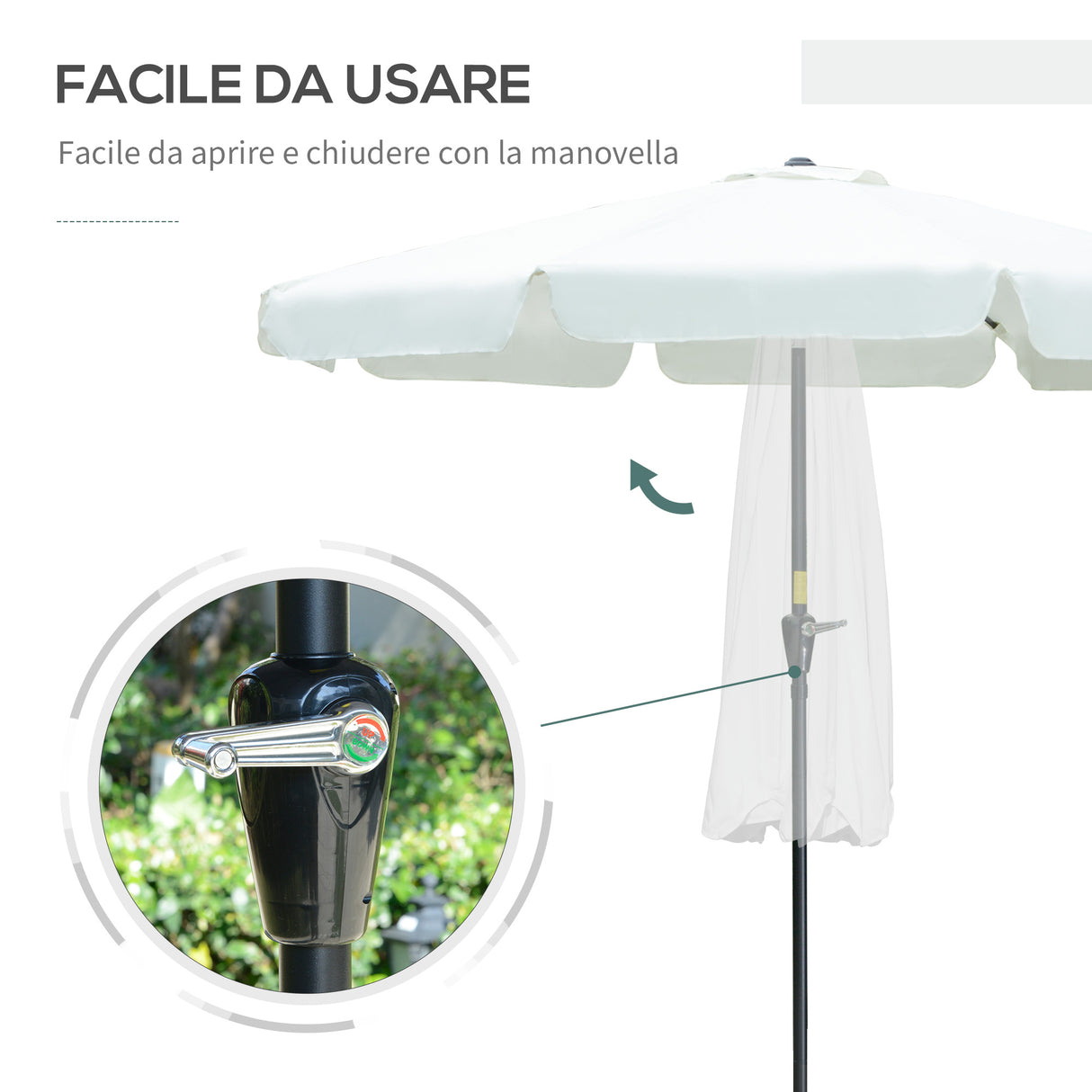 easycomfort ombrellone da giardino e terrazza o2.7x2.5 m rotondo con testa inclinabile e resistente ai raggi uv 50+ beige