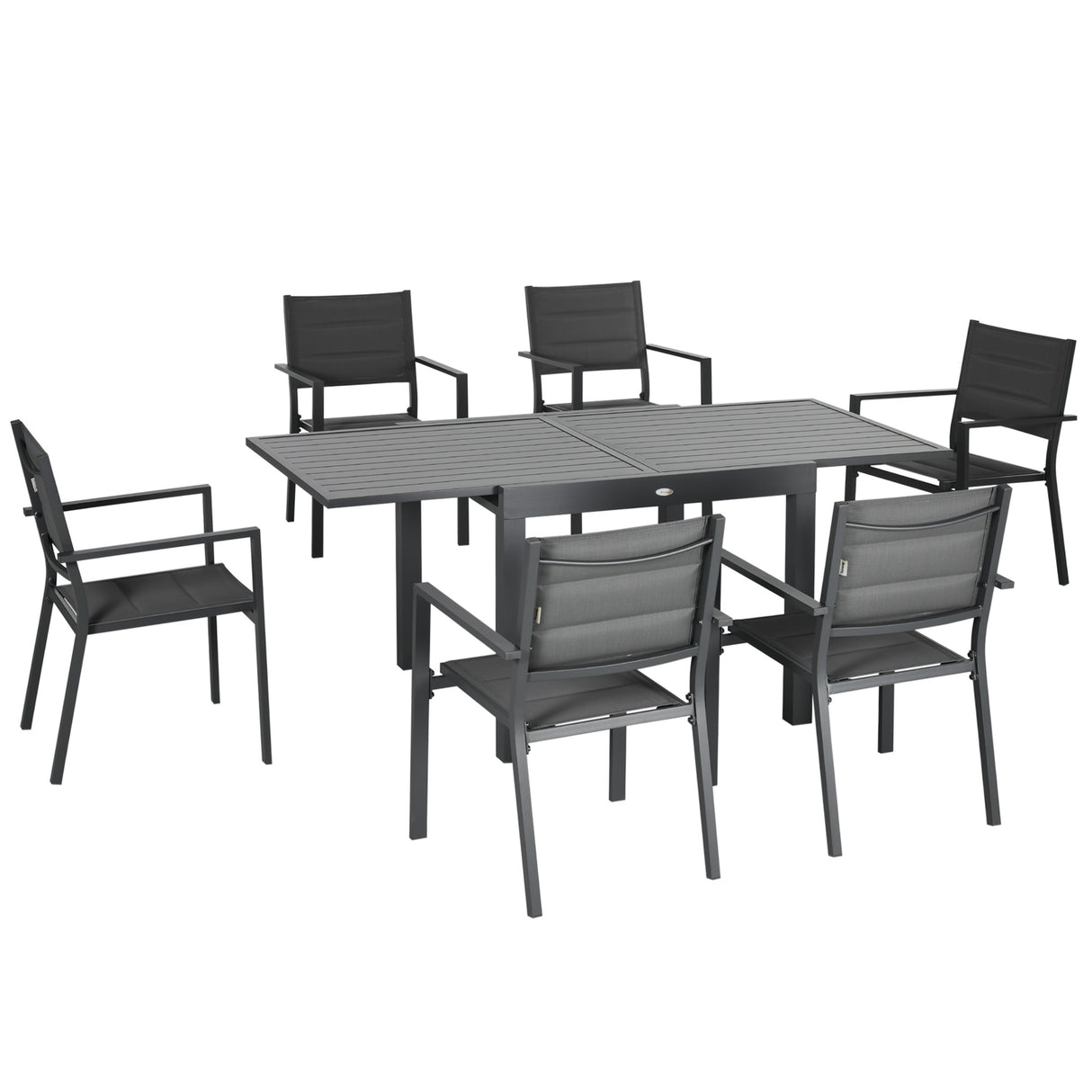 easycomfort easycomfort set da giardino 7 pezzi con tavolo allungabile e 6 sedie da giardino con seduta traspirante