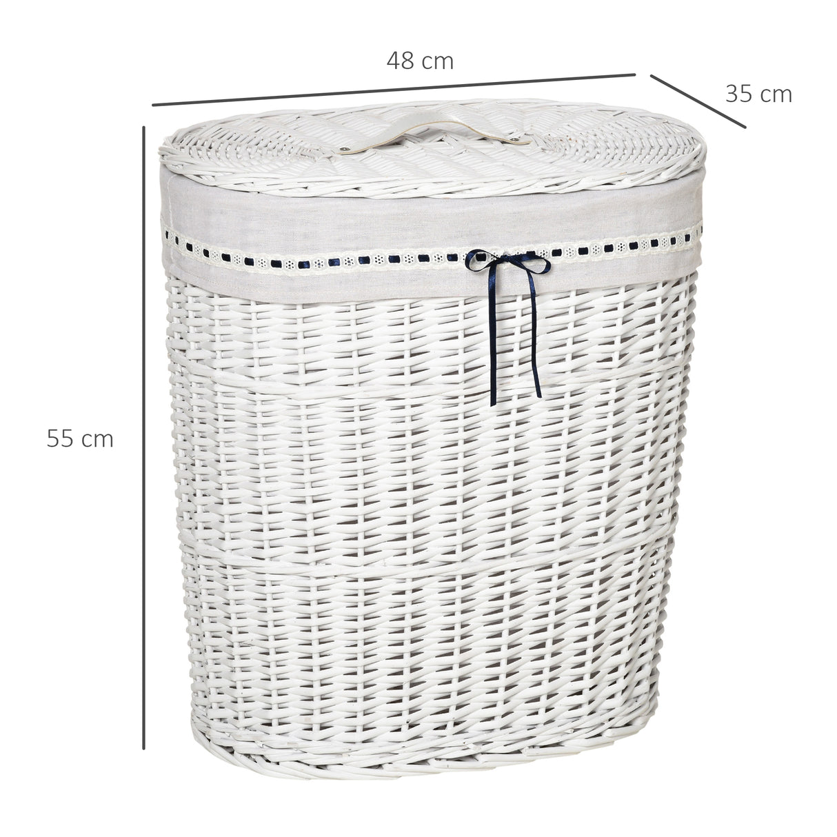 easycomfort easycomfort cesto portabiancheria in vimini con coperchio e sacco interno in tessuto lavabile bianco
