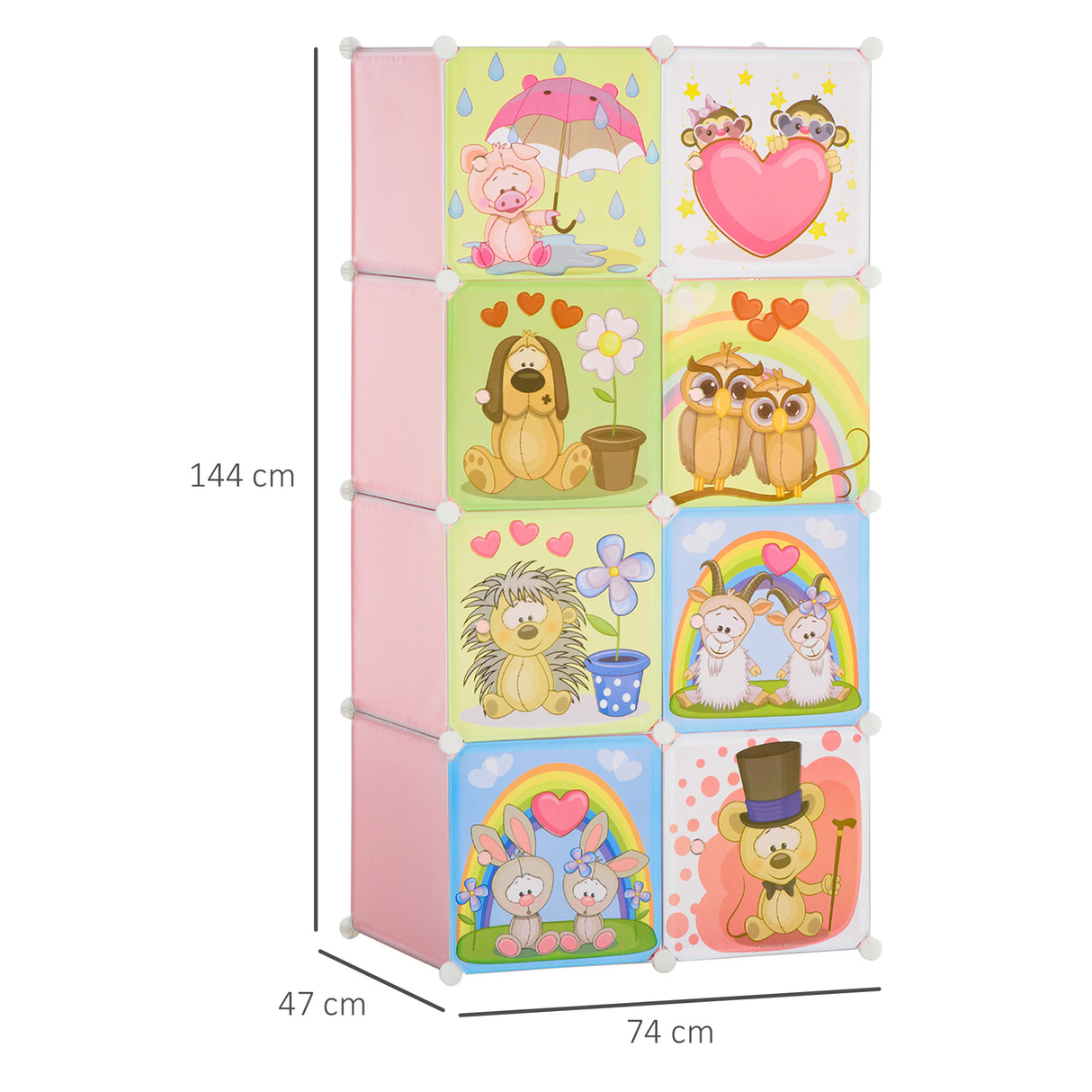 easycomfort easycomfort mobile scarpiera modulare salvaspazio 6 cubi 35x45x35 cm in acciaio e pp 74x47x144 cm rosa