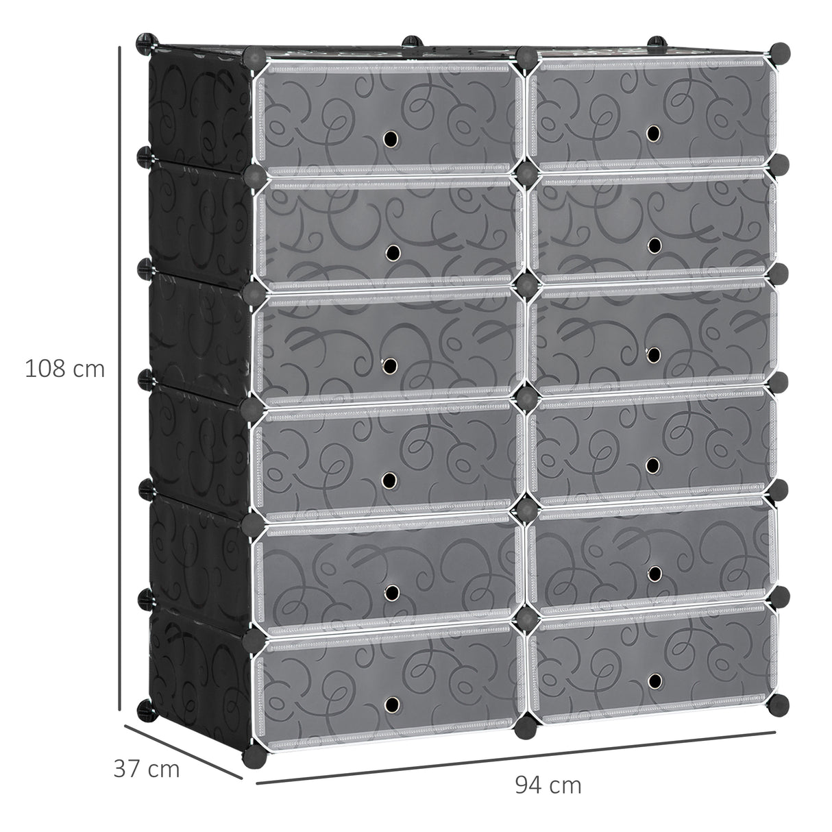 easycomfort easycomfort mobile scarpiera modulare salvaspazio 12 cubi 45x35x16 cm in acciaio e pp nero e bianco