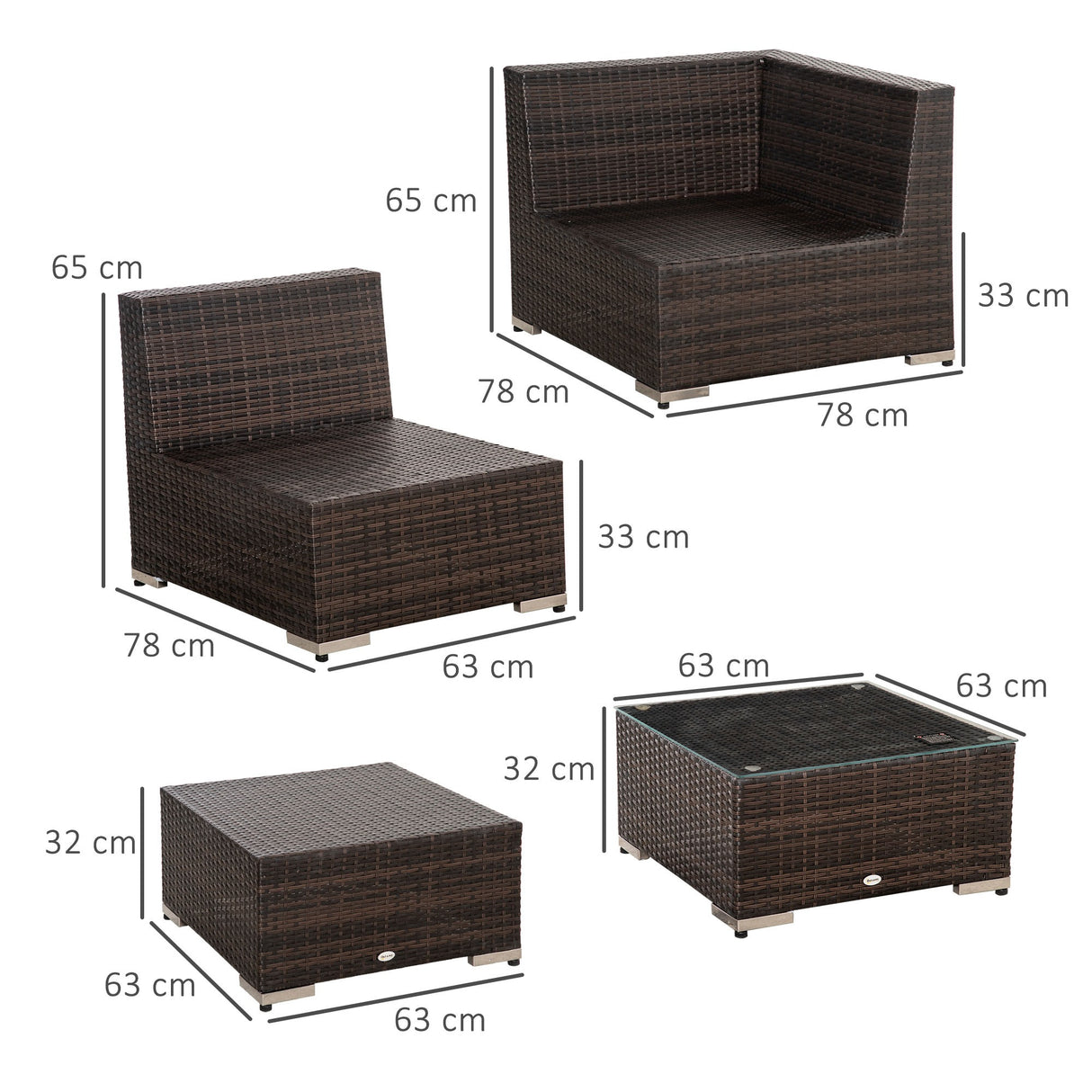 easycomfort easycomfort mobili da giardino in rattan e alluminio set 8 pezzi salotto da giardino componibile con divani e tavolino da esterno