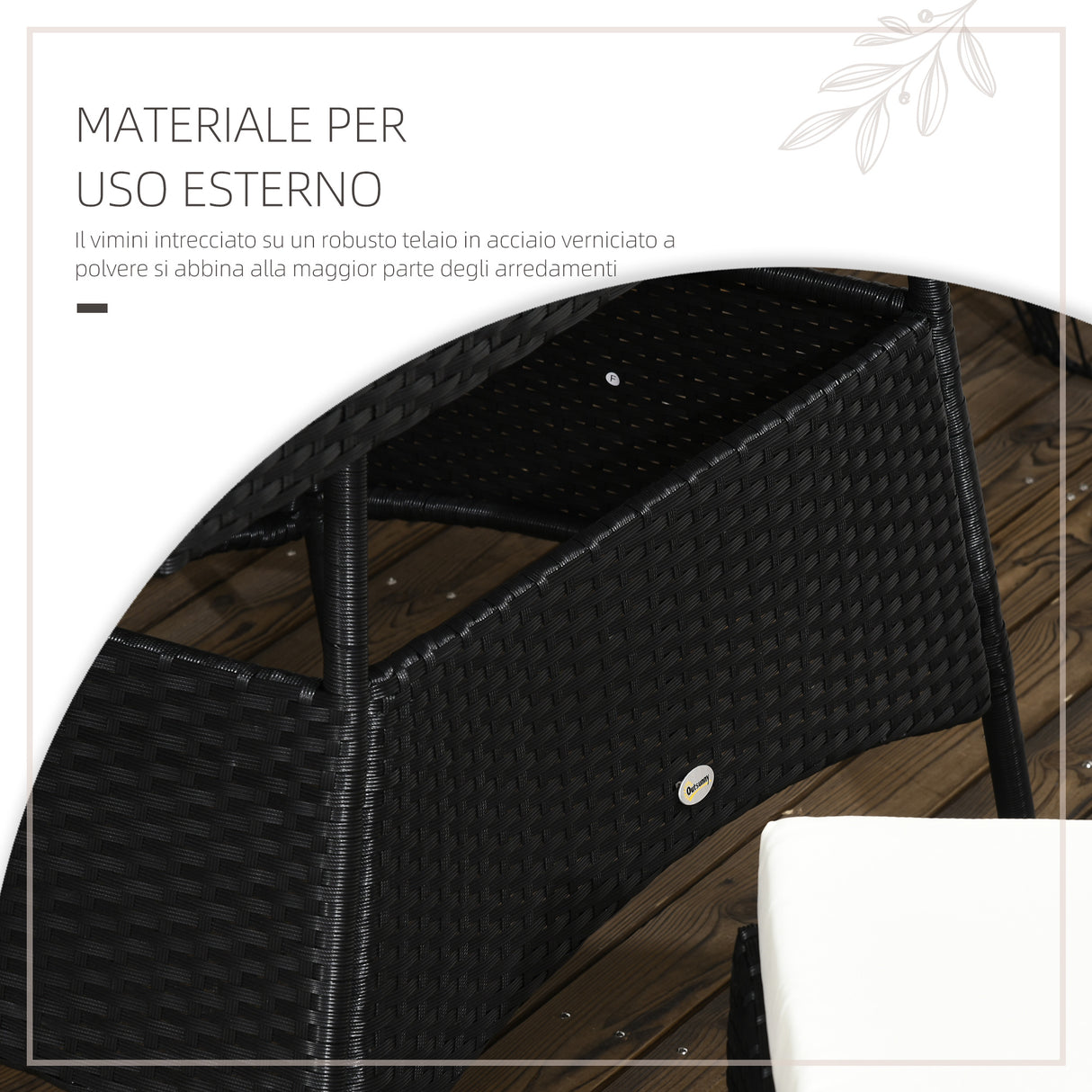 easycomfort set da giardino con tavolo e 4 sedie da esterno in acciaio e rattan pe nero