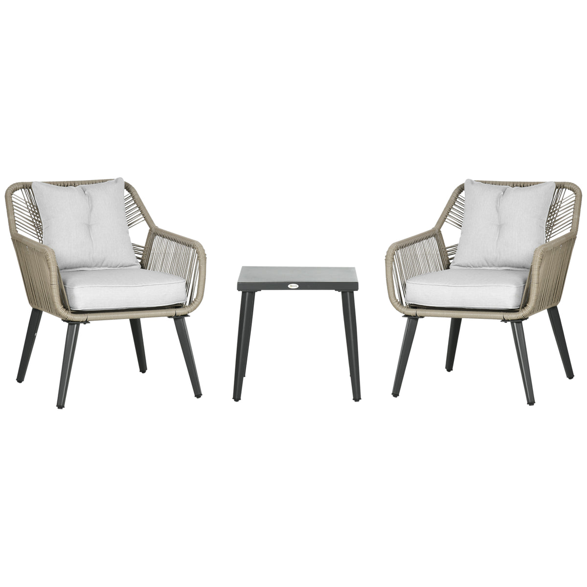 easycomfort set tavolino e sedie da giardino 3 pezzi in rattan pe e acciaio con 2 sedie moderne e 1 tavolino da caffe