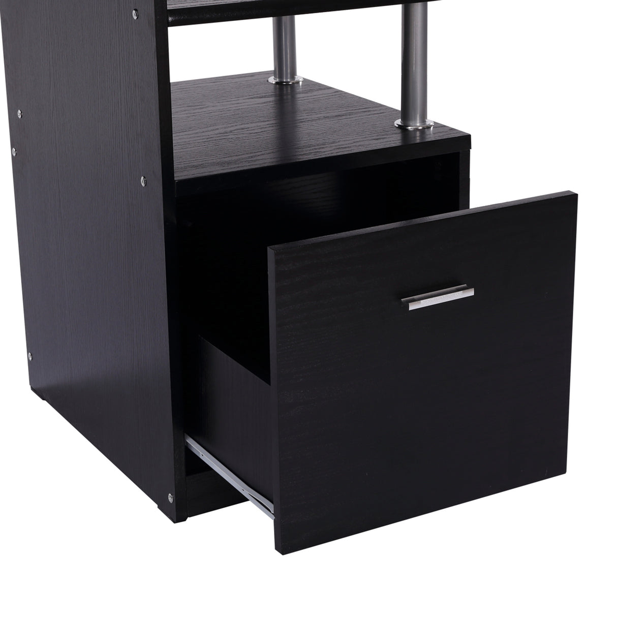 easycomfort easycomfort scrivania per computer moderna con cassetti ripiani e tastiera estraibile scrivania da ufficio per casa in legno nero 152x60x88cm ean 8054144130231