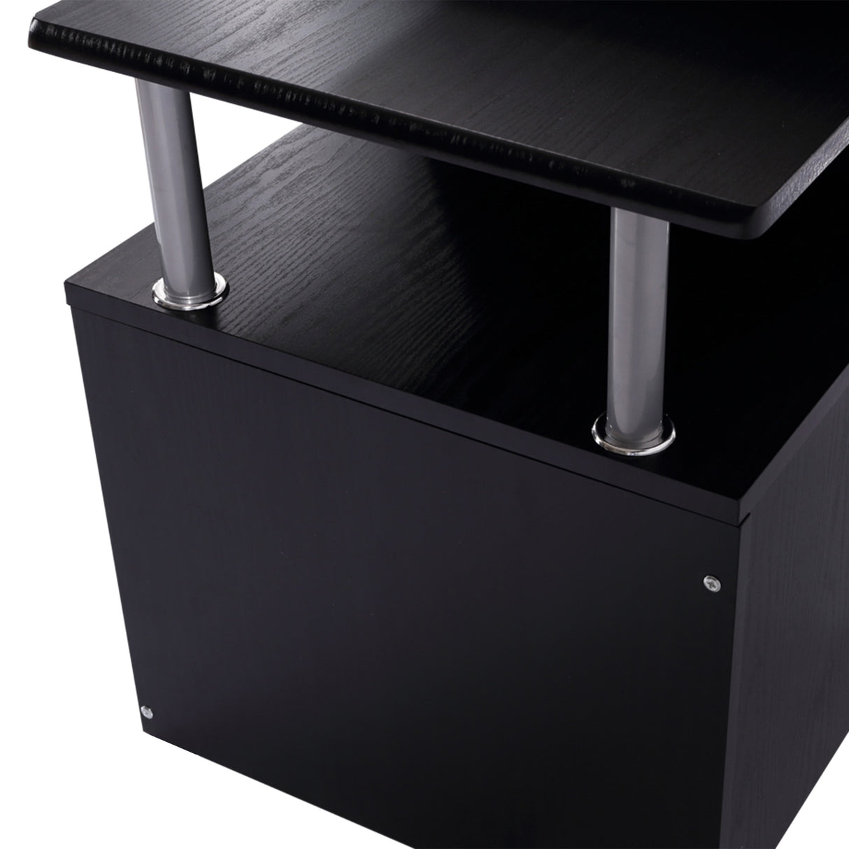 easycomfort easycomfort scrivania per computer moderna con cassetti ripiani e tastiera estraibile scrivania da ufficio per casa in legno nero 152x60x88cm ean 8054144130231