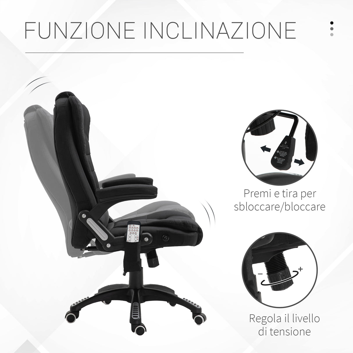 easycomfort easycomfort poltrona massaggiante da ufficio e casa con altezza regolabile e 6 punti di massaggio 67x74x107 116 cm nera
