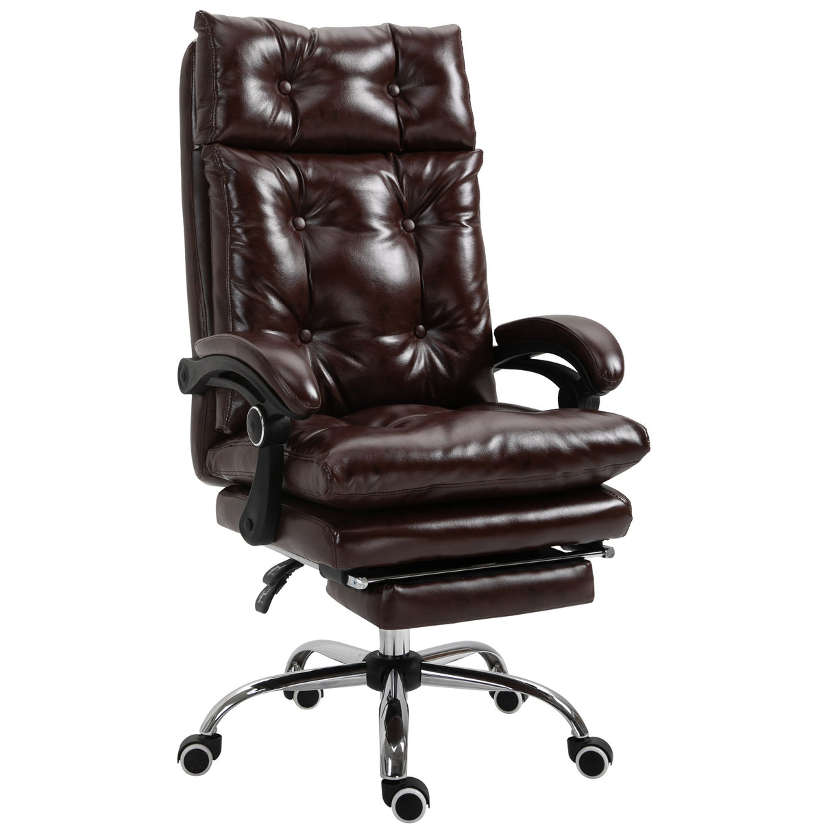 easycomfort easycomfort poltrona ufficio presidenziale similpelle marrone stile chesterfield schienale reclinabile 135 e poggiapiedi ean 8054144132730