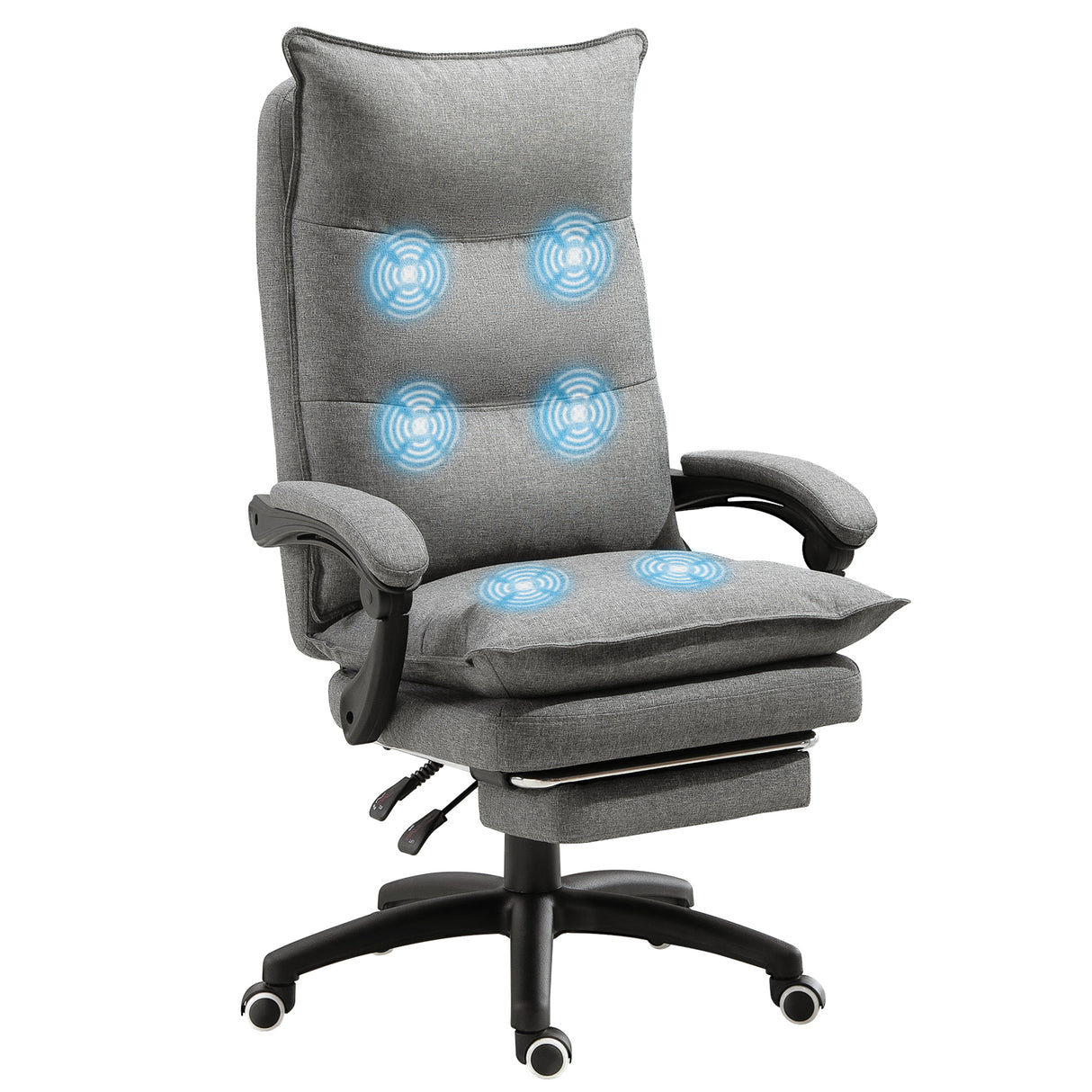 easycomfort easycomfort sedia da ufficio imbottita con 6 punti massaggianti altezza regolabile e rotelle 70x62x120 130 cm grigio