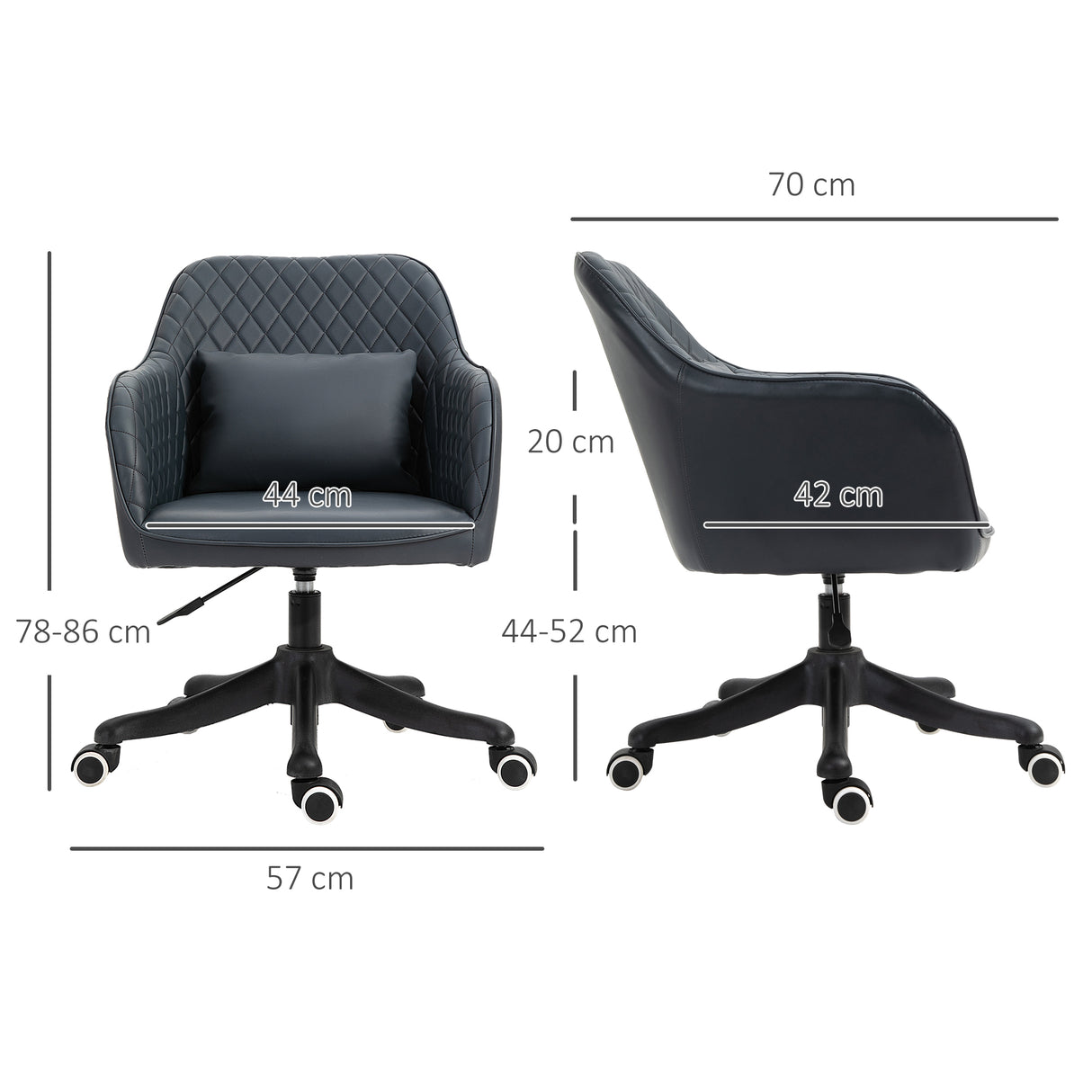 easycomfort easycomfort sedia ufficio ergonomica e regolabile in similpelle grigio scuro con 2 punti cuscino lombare massaggiante 57x70x78 86cm ean 8054144137742