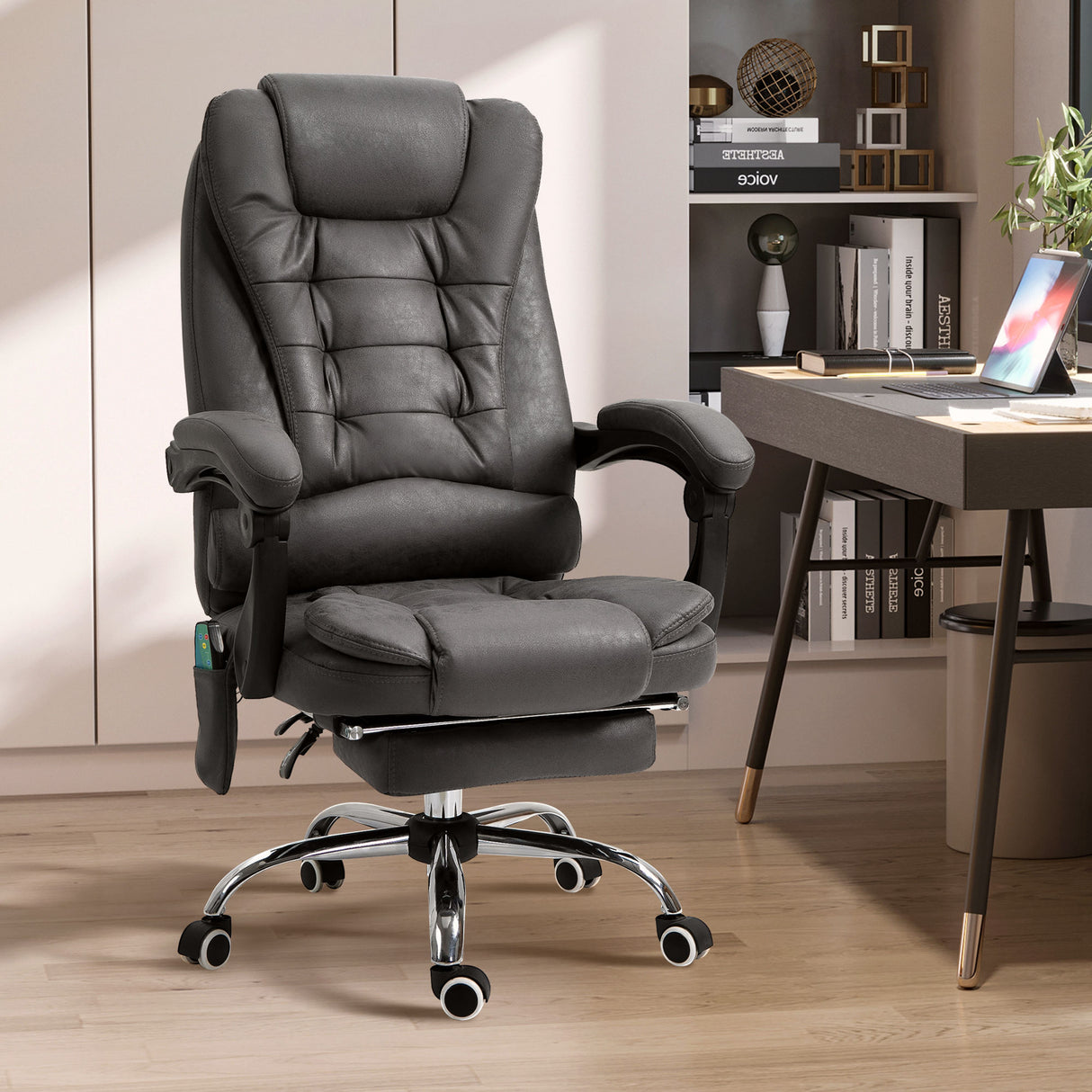 easycomfort easycomfort poltrona da ufficio massaggiante e reclinabile con riscaldamento e altezza regolabile grigio